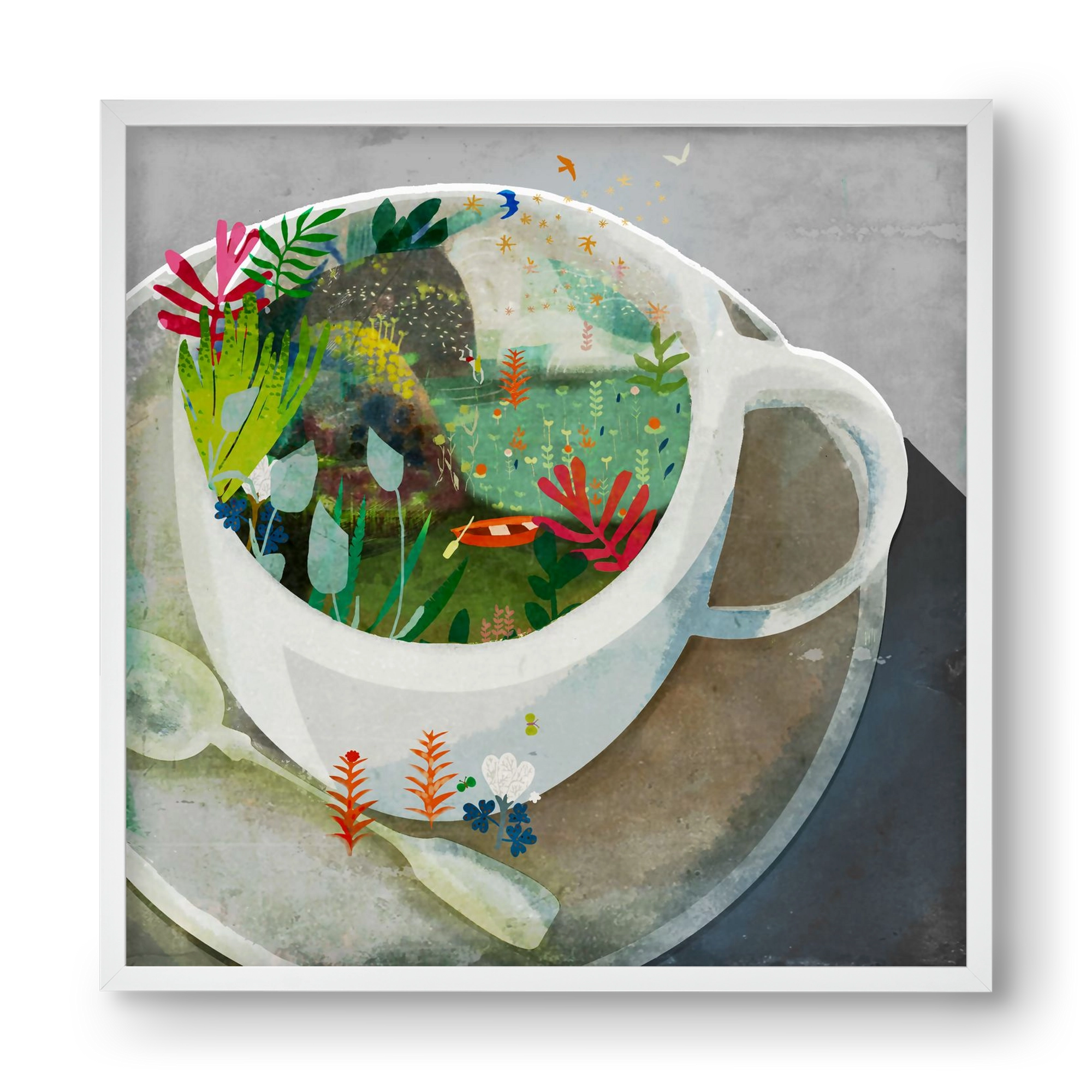 Kávé, 40x40 cm (40x40 cm), Fehér keret