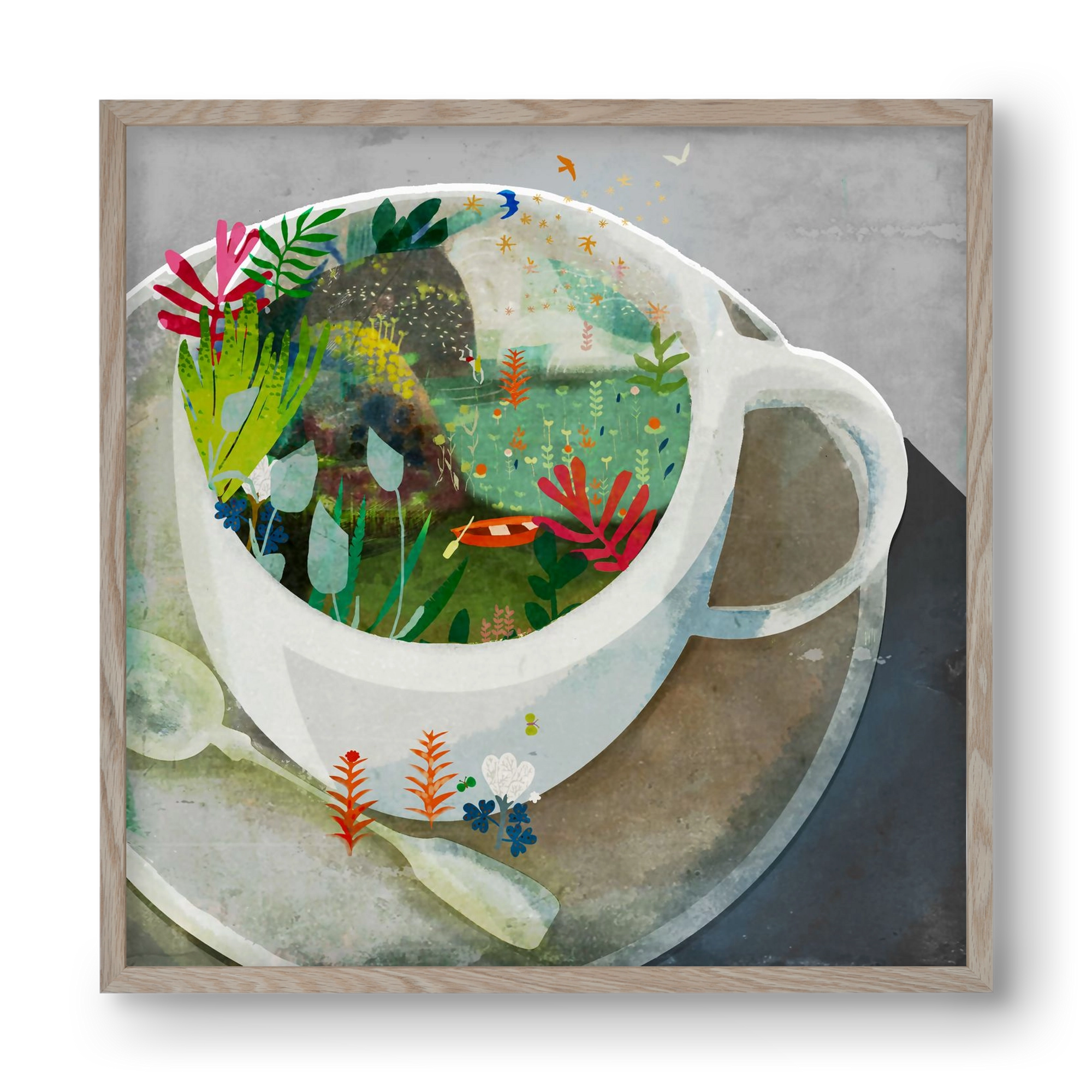 Kávé, 40x40 cm (40x40 cm), Tölgy keret