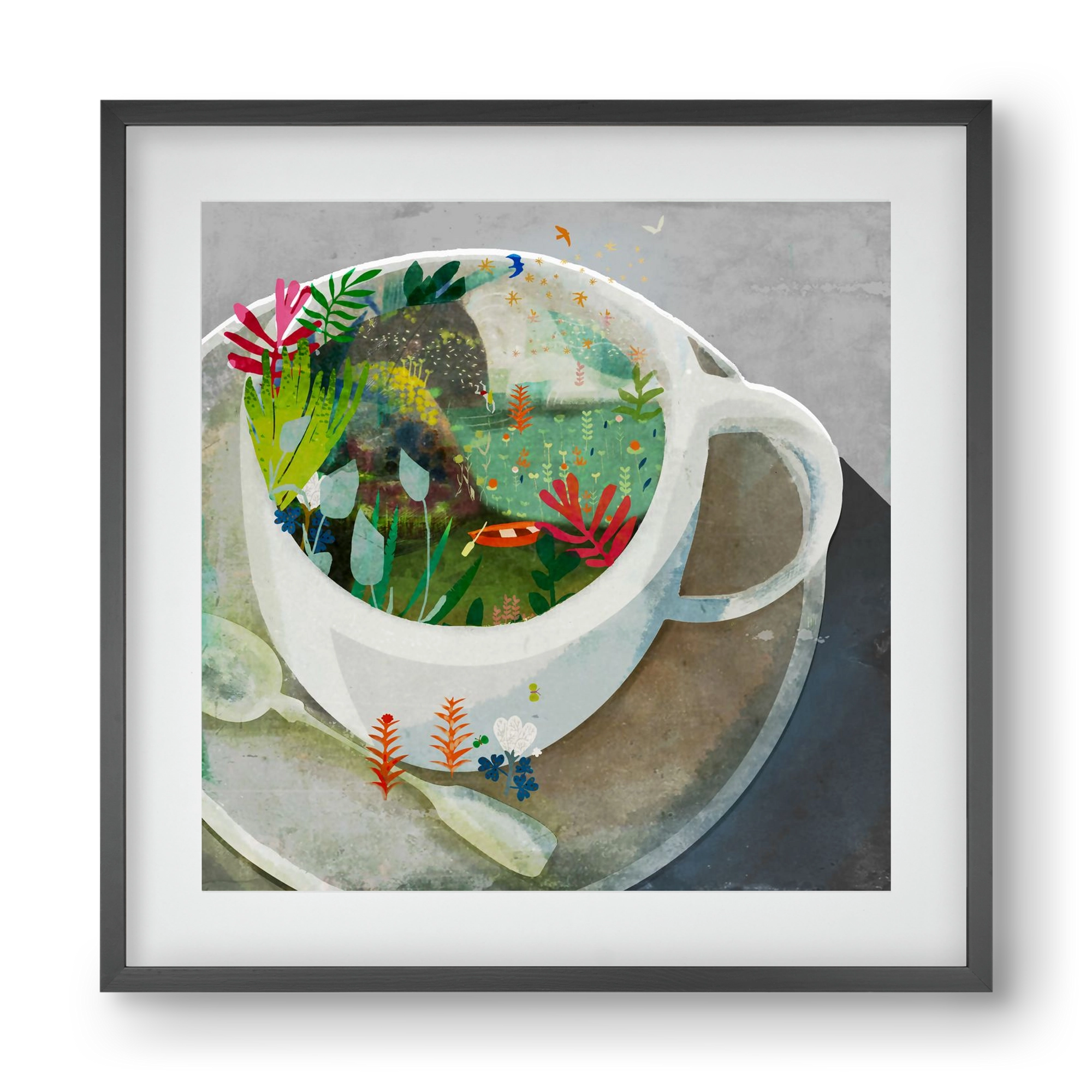 Kávé, 40x40 cm (30x30 cm), Fekete keret, paszpartuval