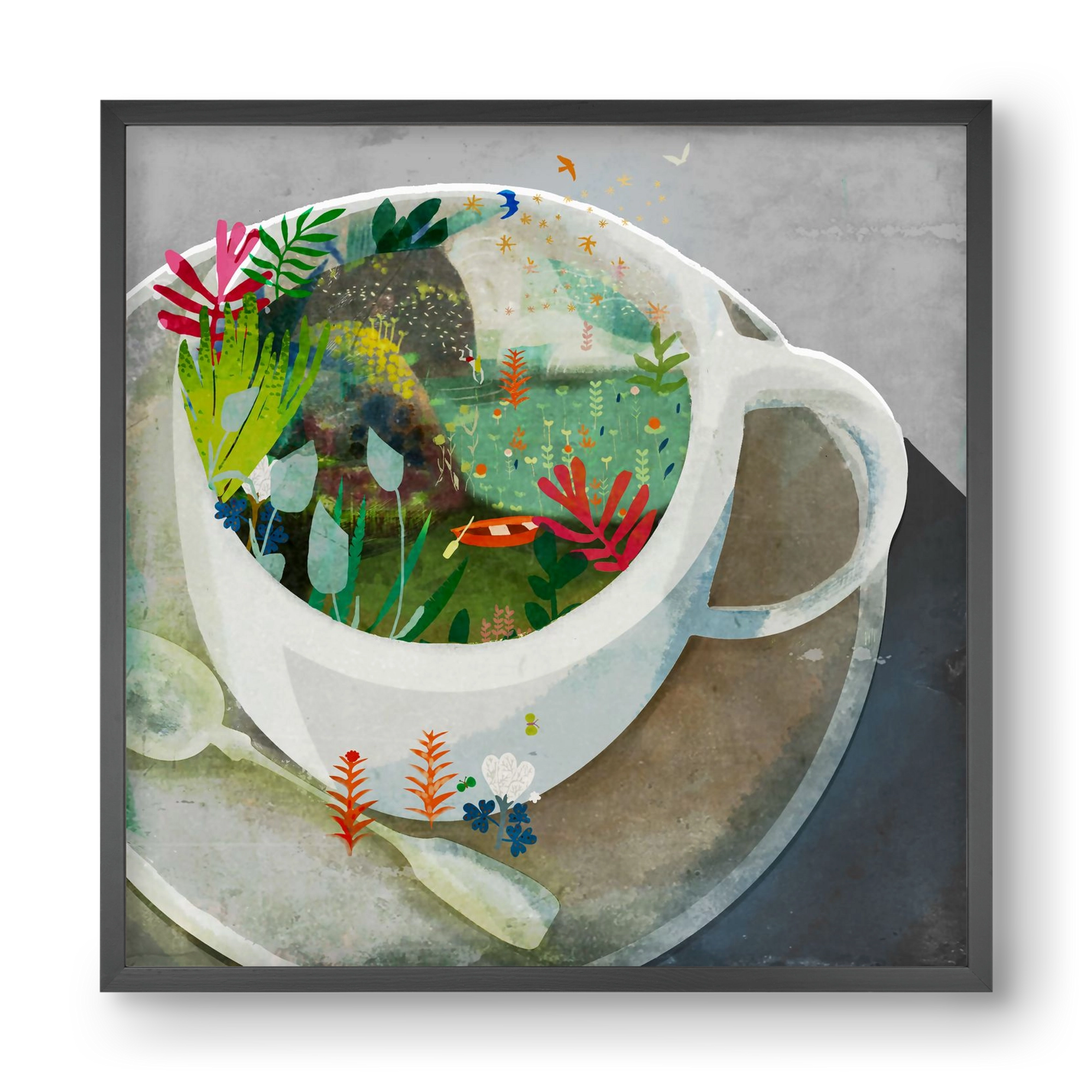 Kávé, 40x40 cm (40x40 cm), Fekete keret