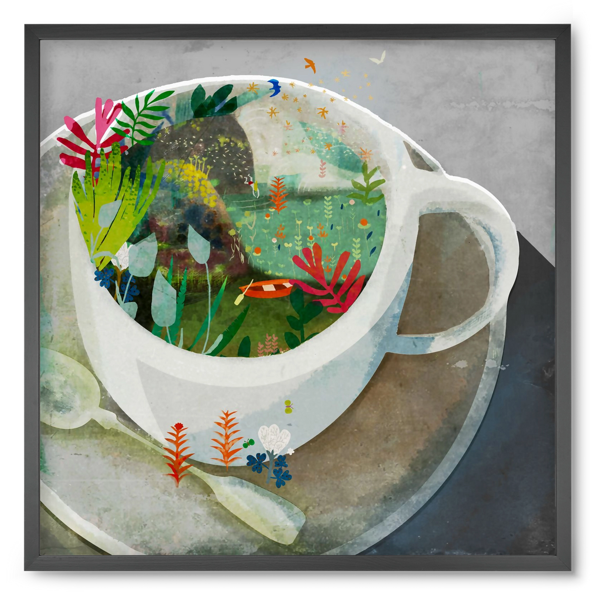 Kávé, 50x50 cm (50x50 cm), Fekete keret