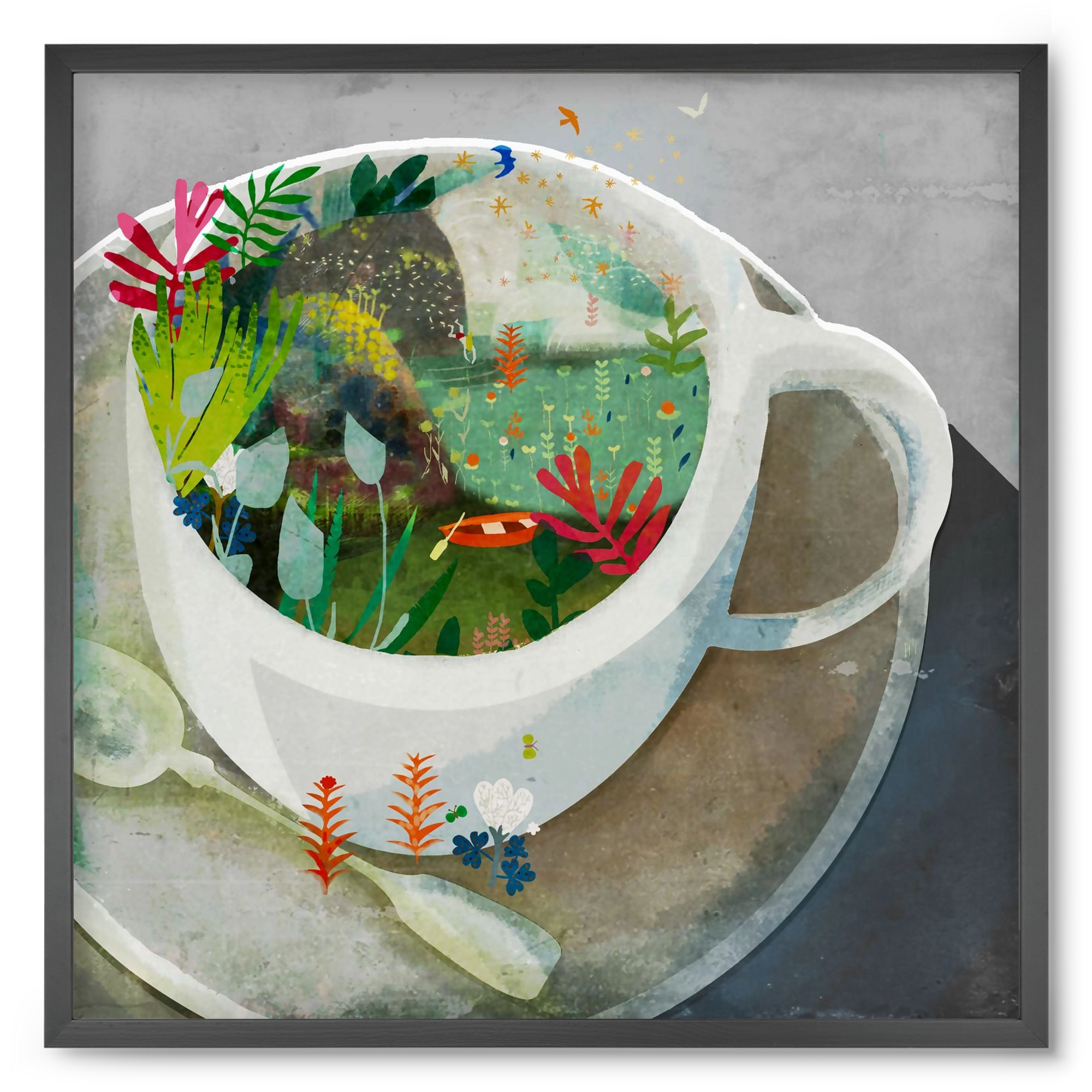 Kávé, 50x50 cm (50x50 cm), Fekete keret