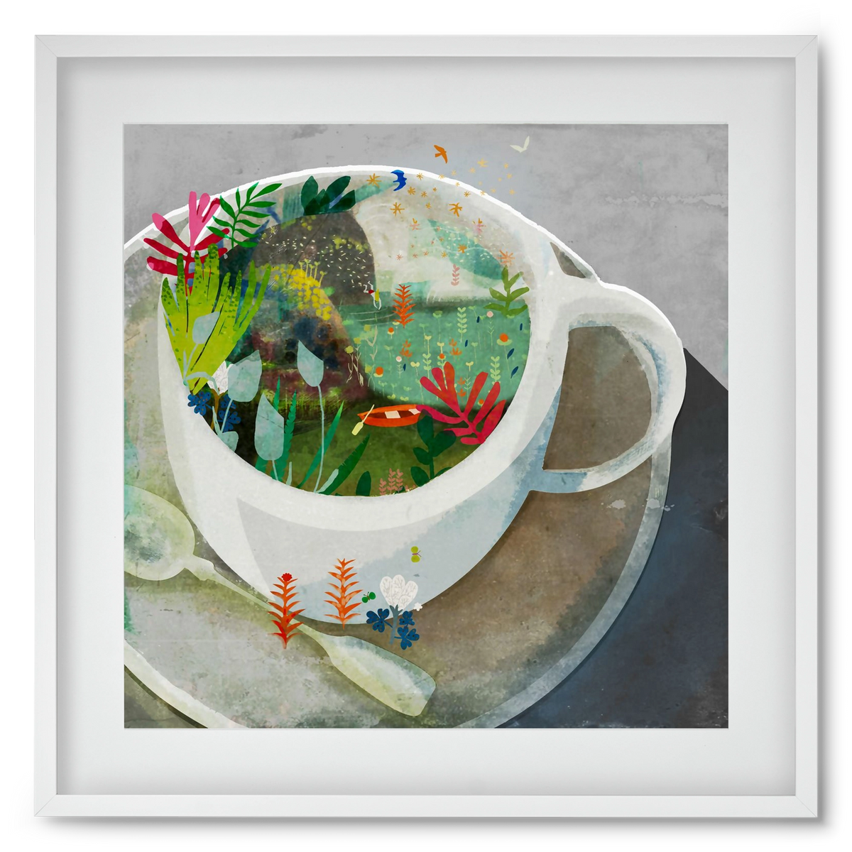 Kávé, 50x50 cm (40x40 cm), Fehér keret, paszpartuval