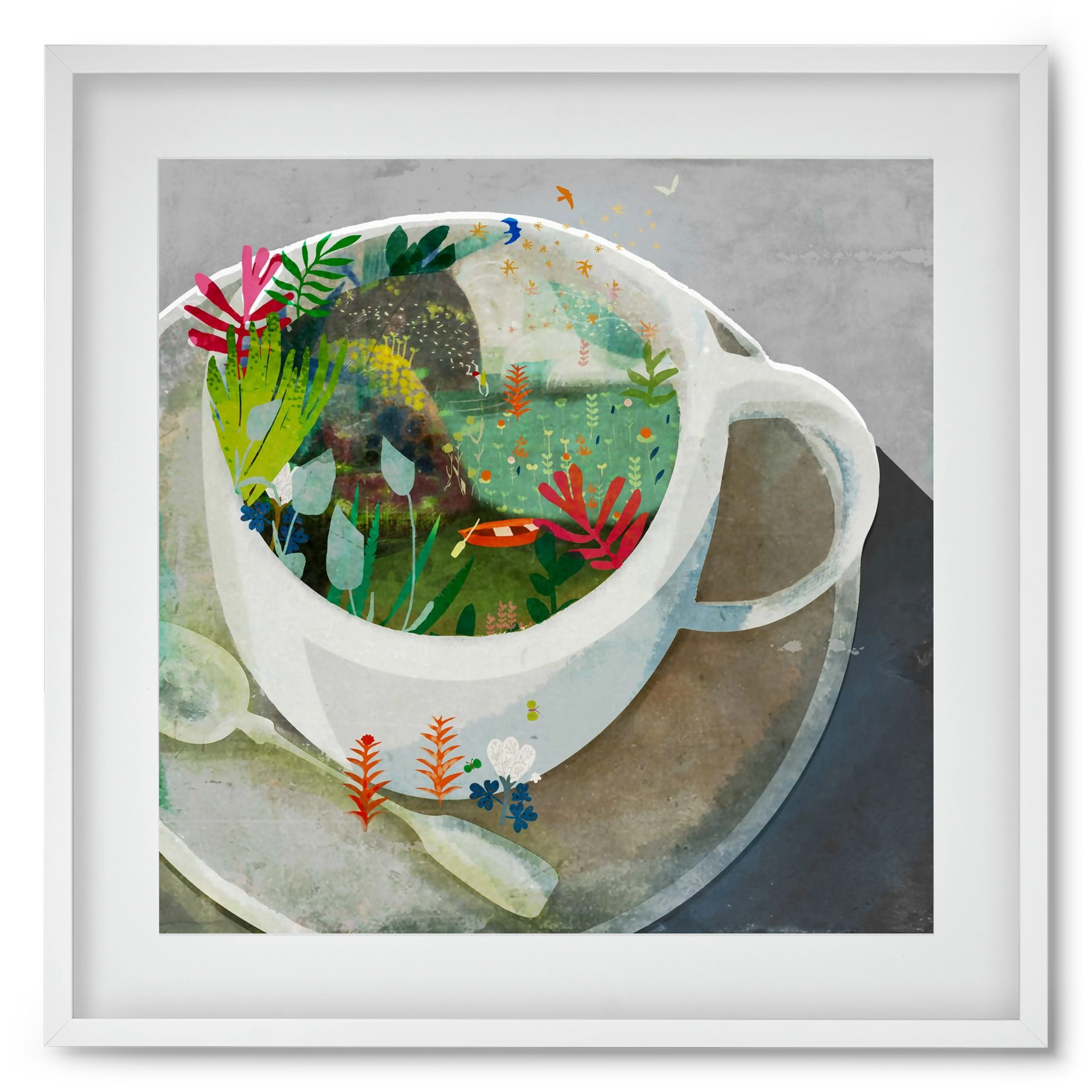 Kávé, 50x50 cm (40x40 cm), Fehér keret, paszpartuval