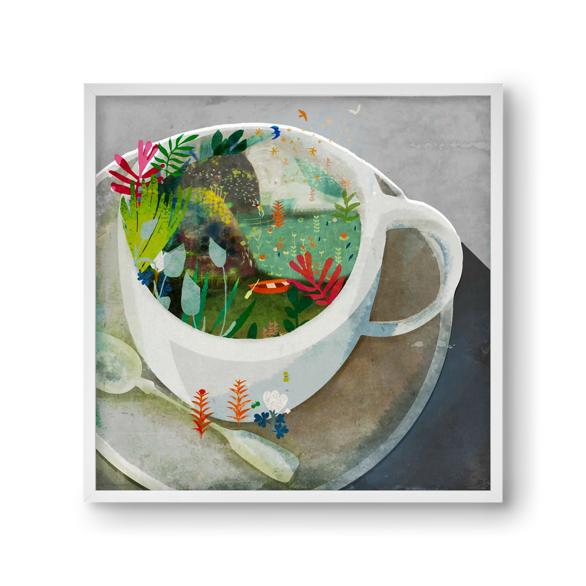 Kávé, 30x30 cm (30x30 cm), Fehér keret
