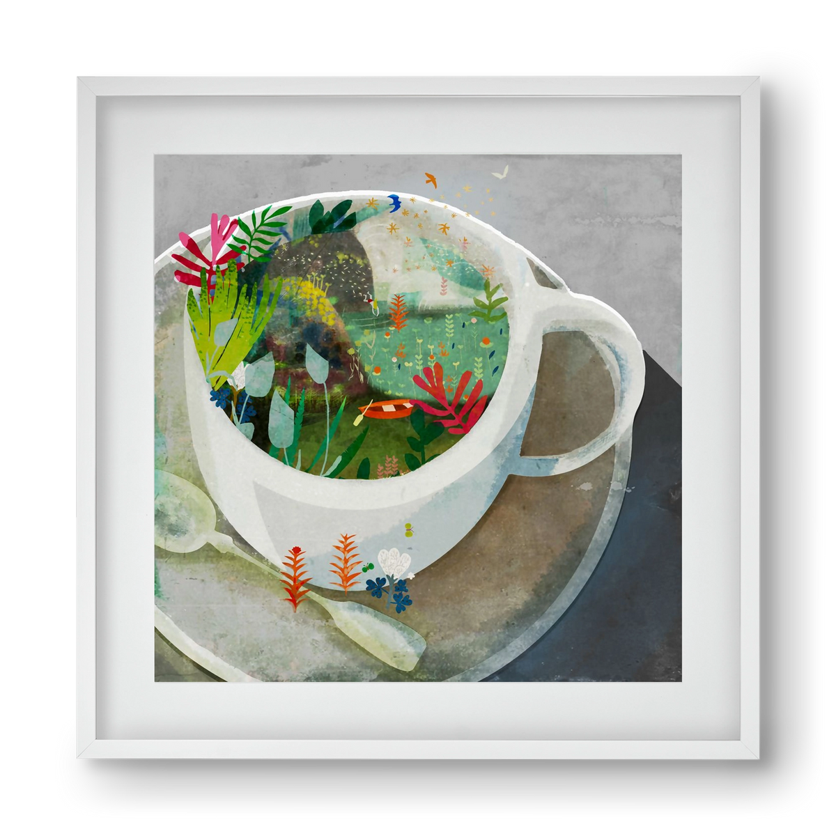 Kávé, 40x40 cm (30x30 cm), Fehér keret, paszpartuval