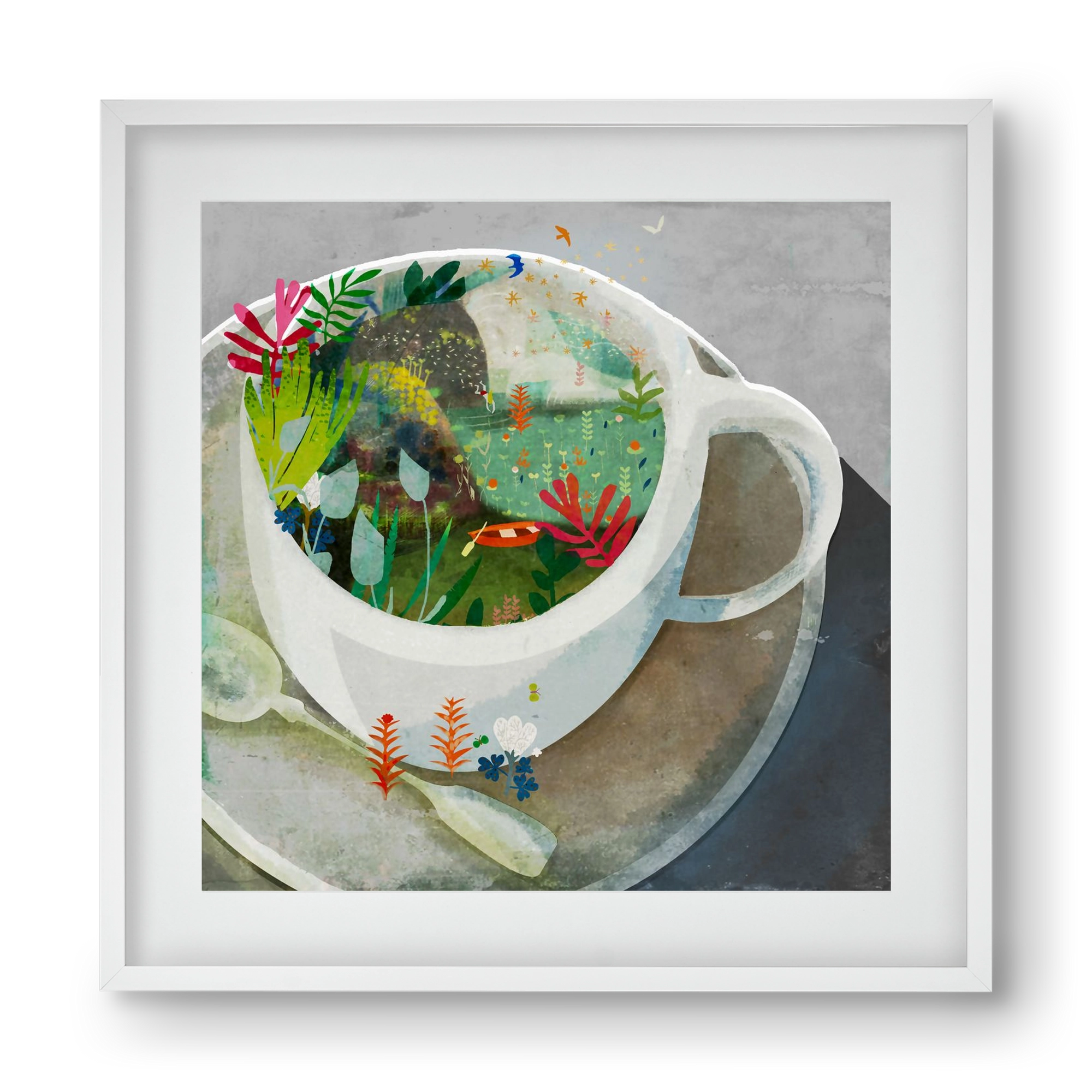 Kávé, 40x40 cm (30x30 cm), Fehér keret, paszpartuval