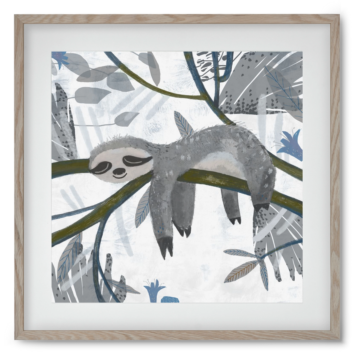 Lajhár, 50x50 cm (40x40 cm), Tölgy keret, paszpartuval