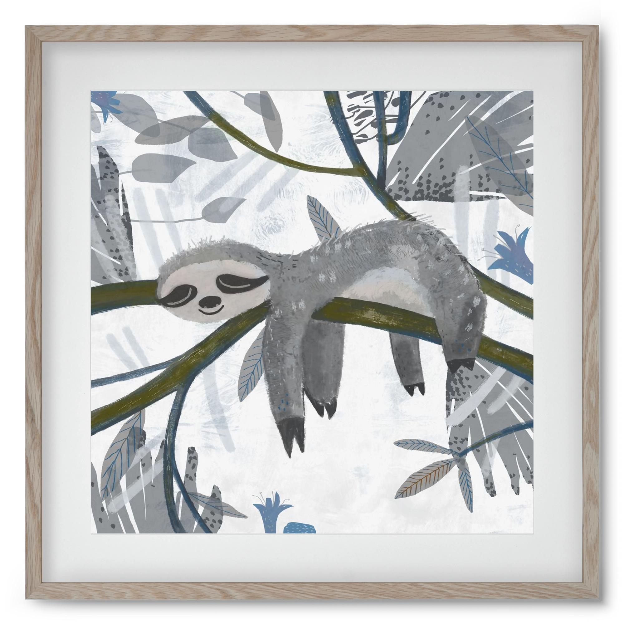 Lajhár, 50x50 cm (40x40 cm), Tölgy keret, paszpartuval