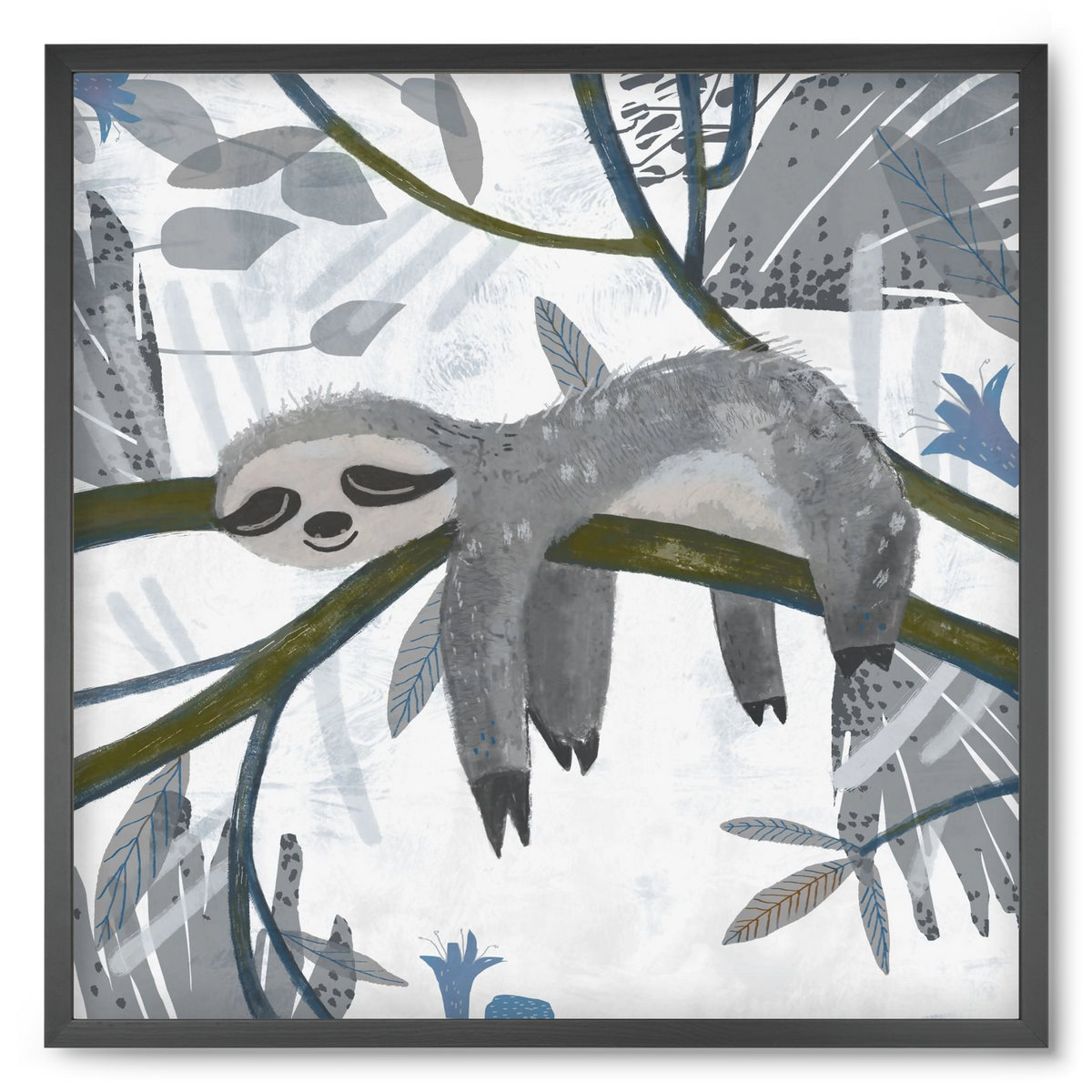 Lajhár, 50x50 cm (50x50 cm), Fekete keret