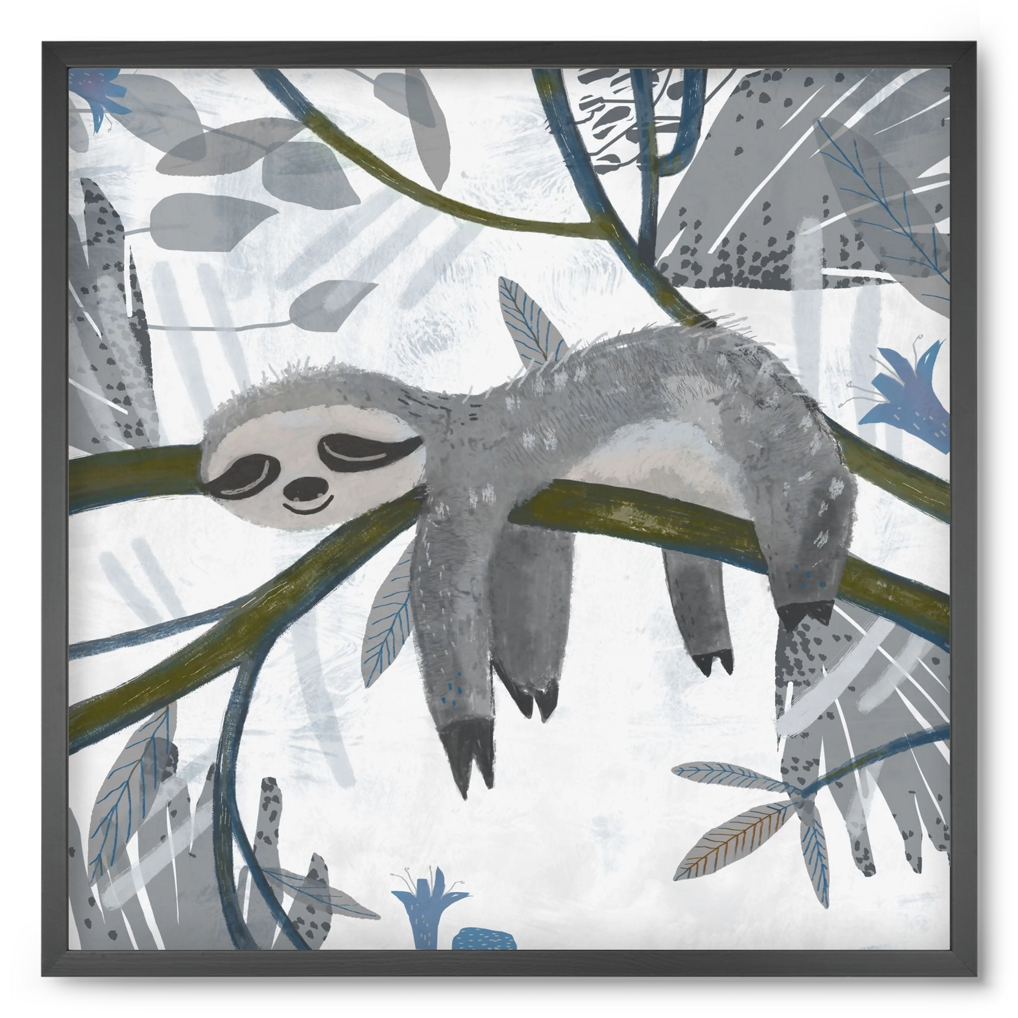 Lajhár, 50x50 cm (50x50 cm), Fekete keret