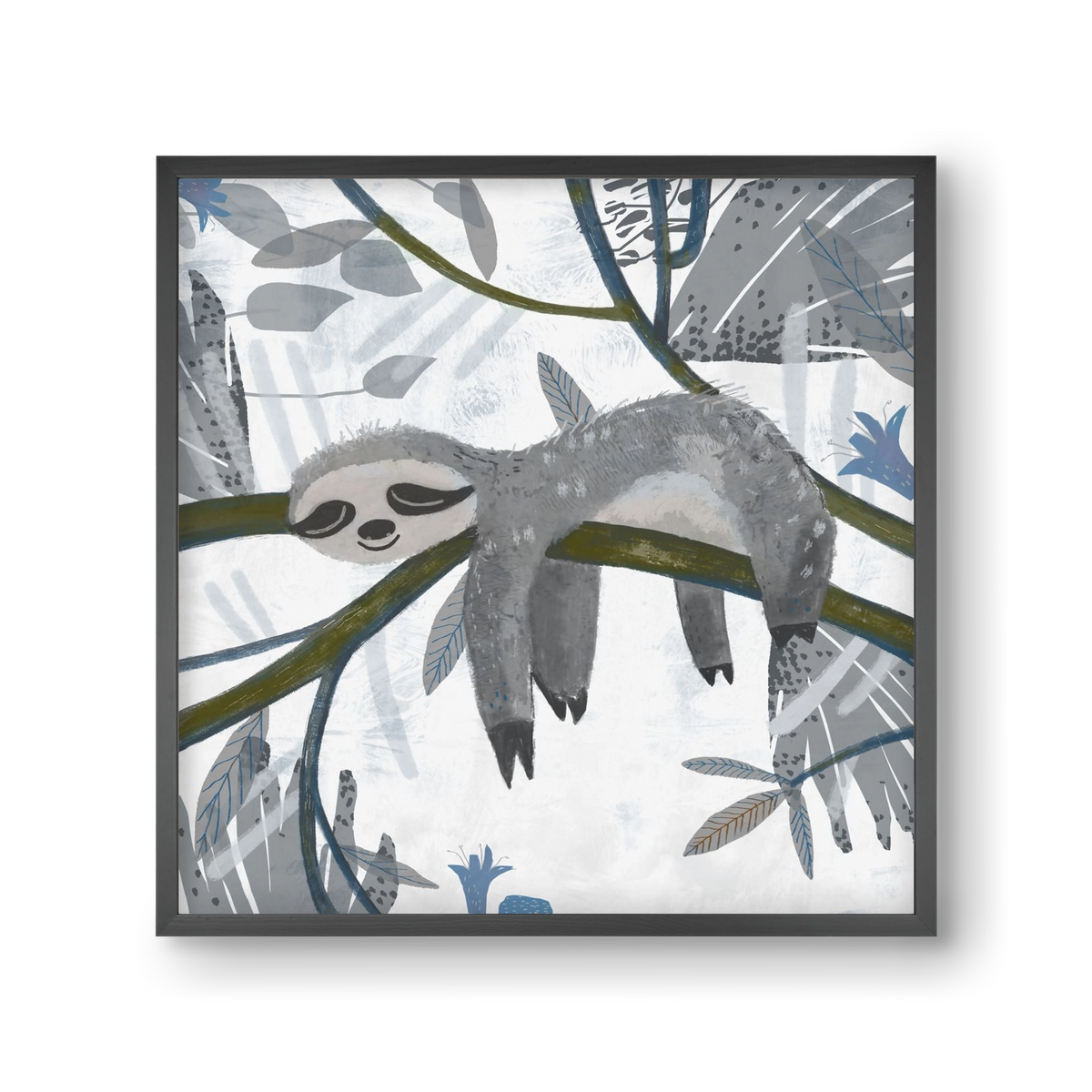 Lajhár, 30x30 cm (30x30 cm), Fekete keret