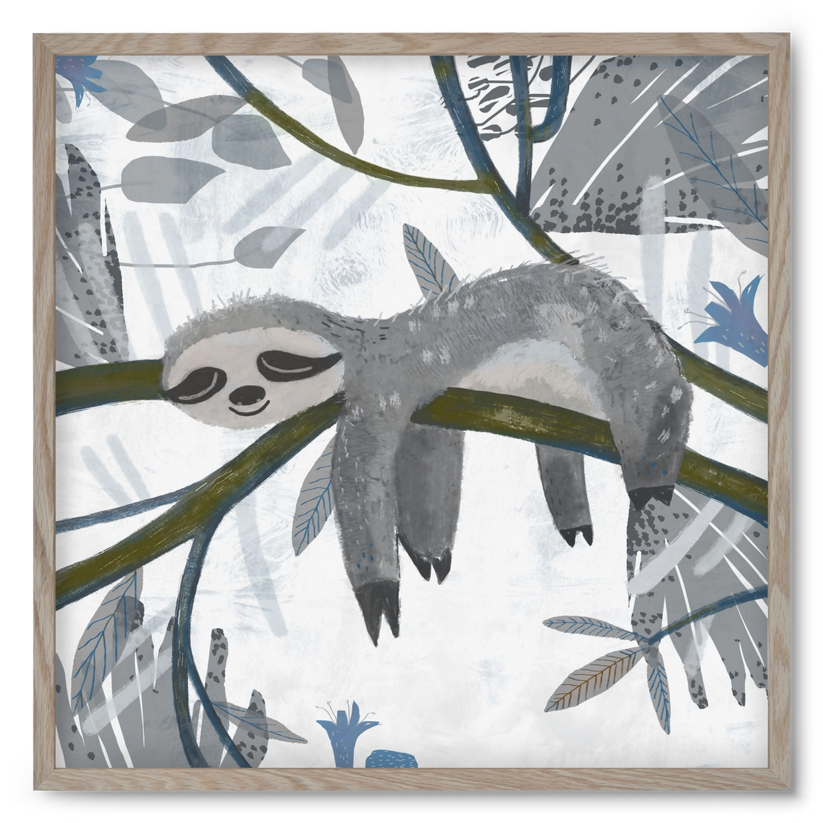 Lajhár, 50x50 cm (50x50 cm), Tölgy keret