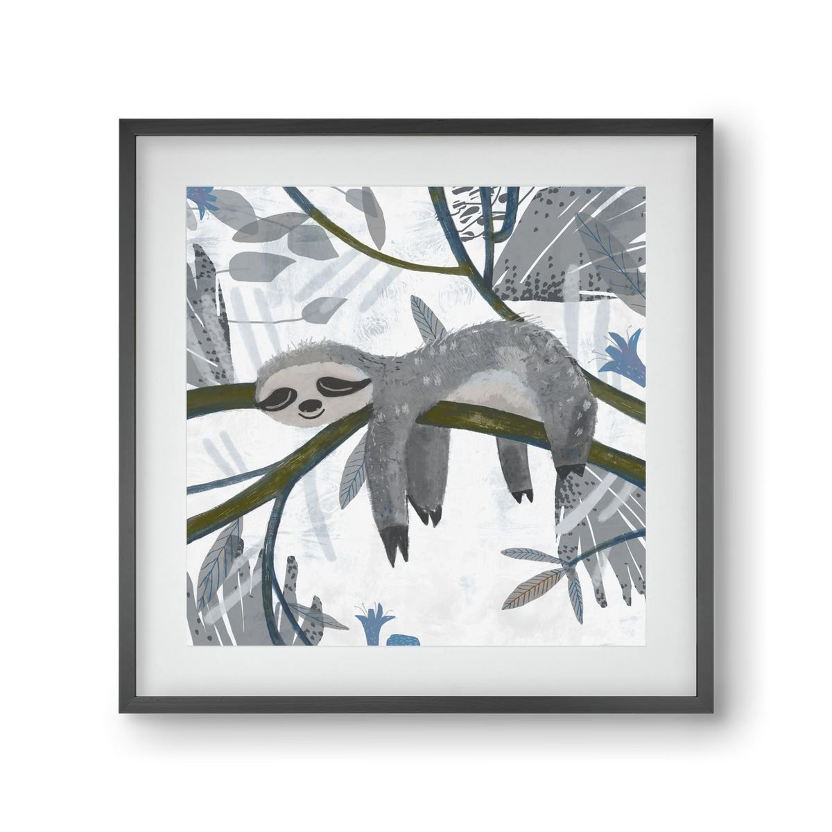 Lajhár, 30x30 cm (20x20 cm), Fekete keret, paszpartuval