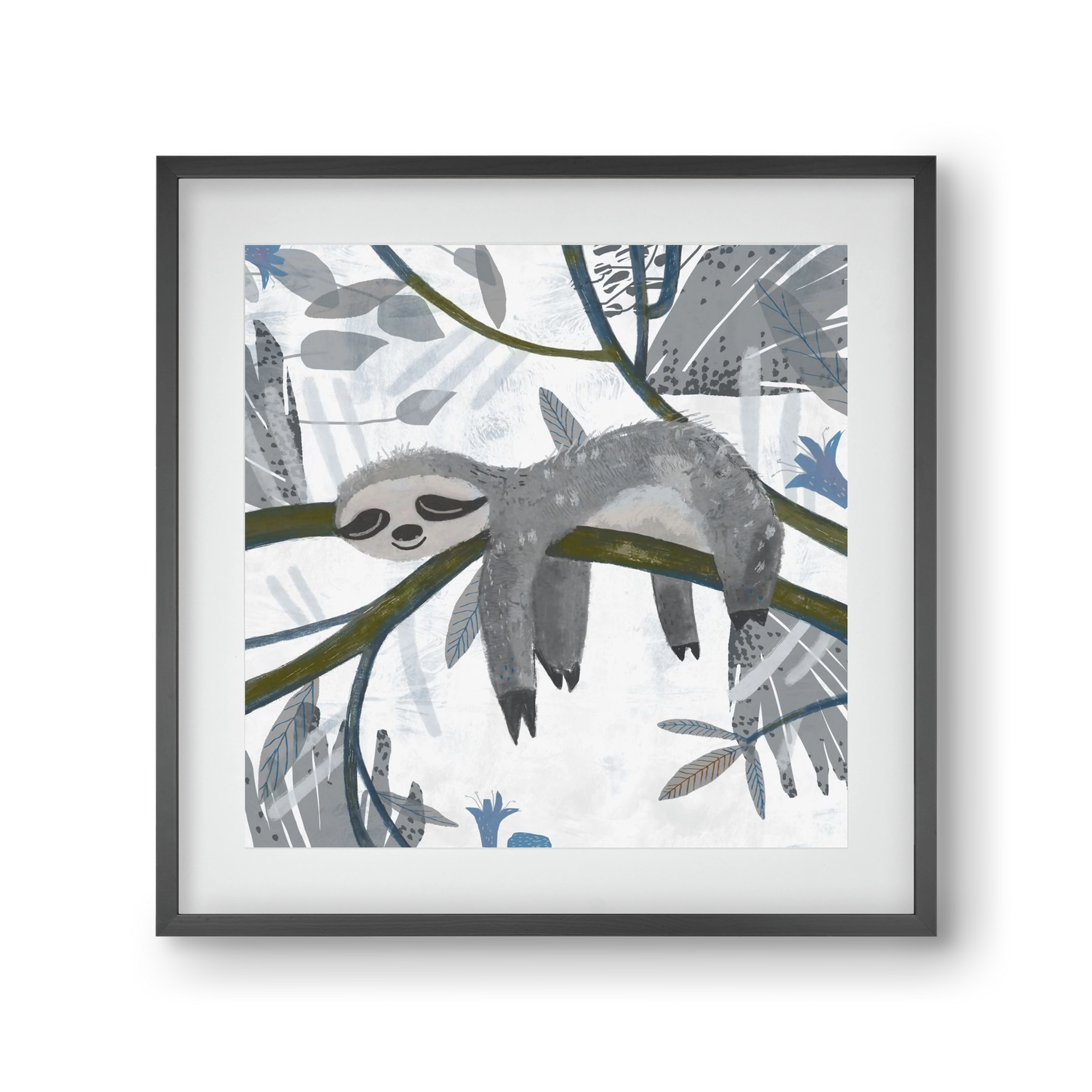 Lajhár, 30x30 cm (20x20 cm), Fekete keret, paszpartuval