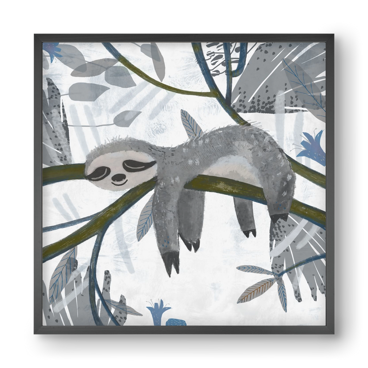 Lajhár, 40x40 cm (40x40 cm), Fekete keret