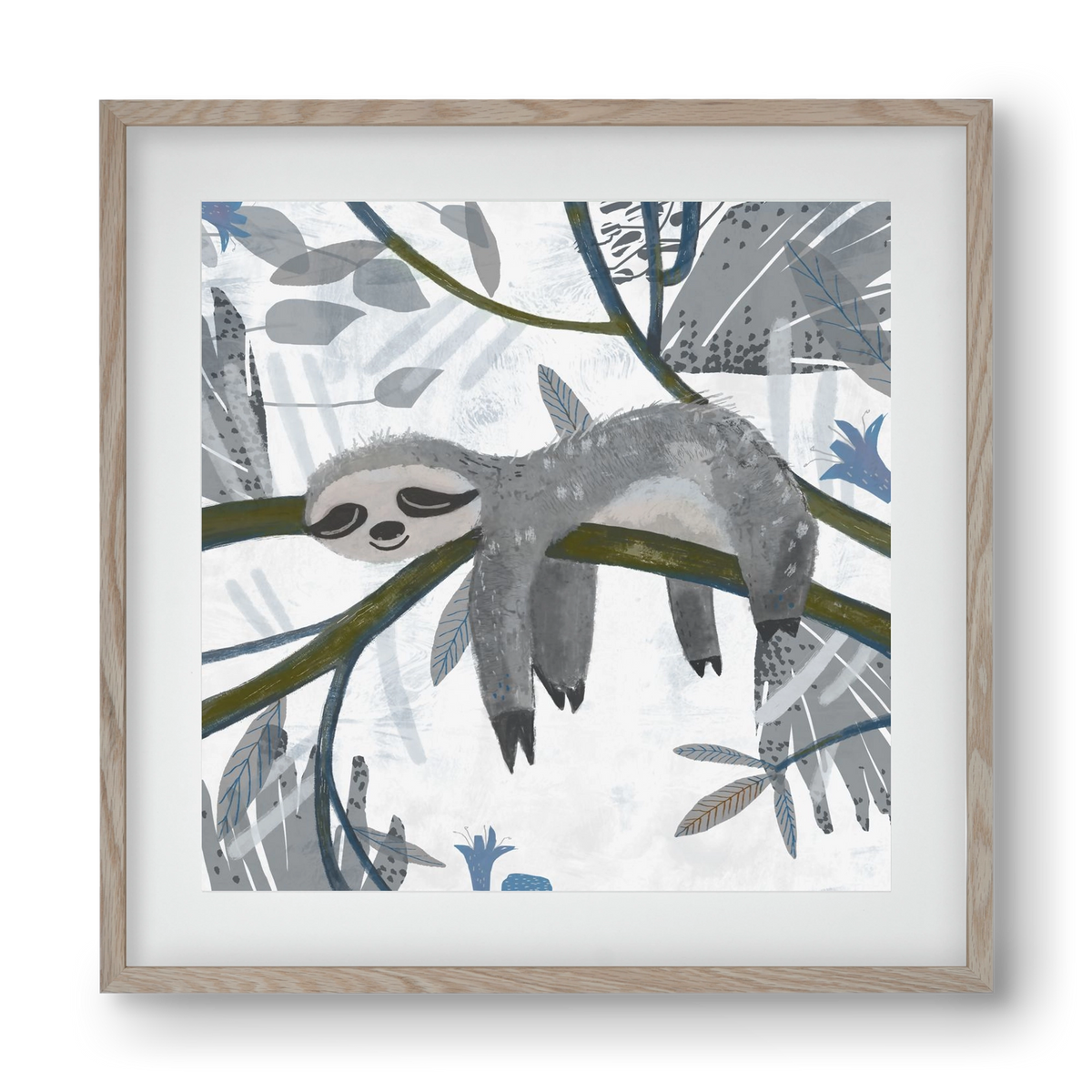 Lajhár, 40x40 cm (30x30 cm), Tölgy keret, paszpartuval