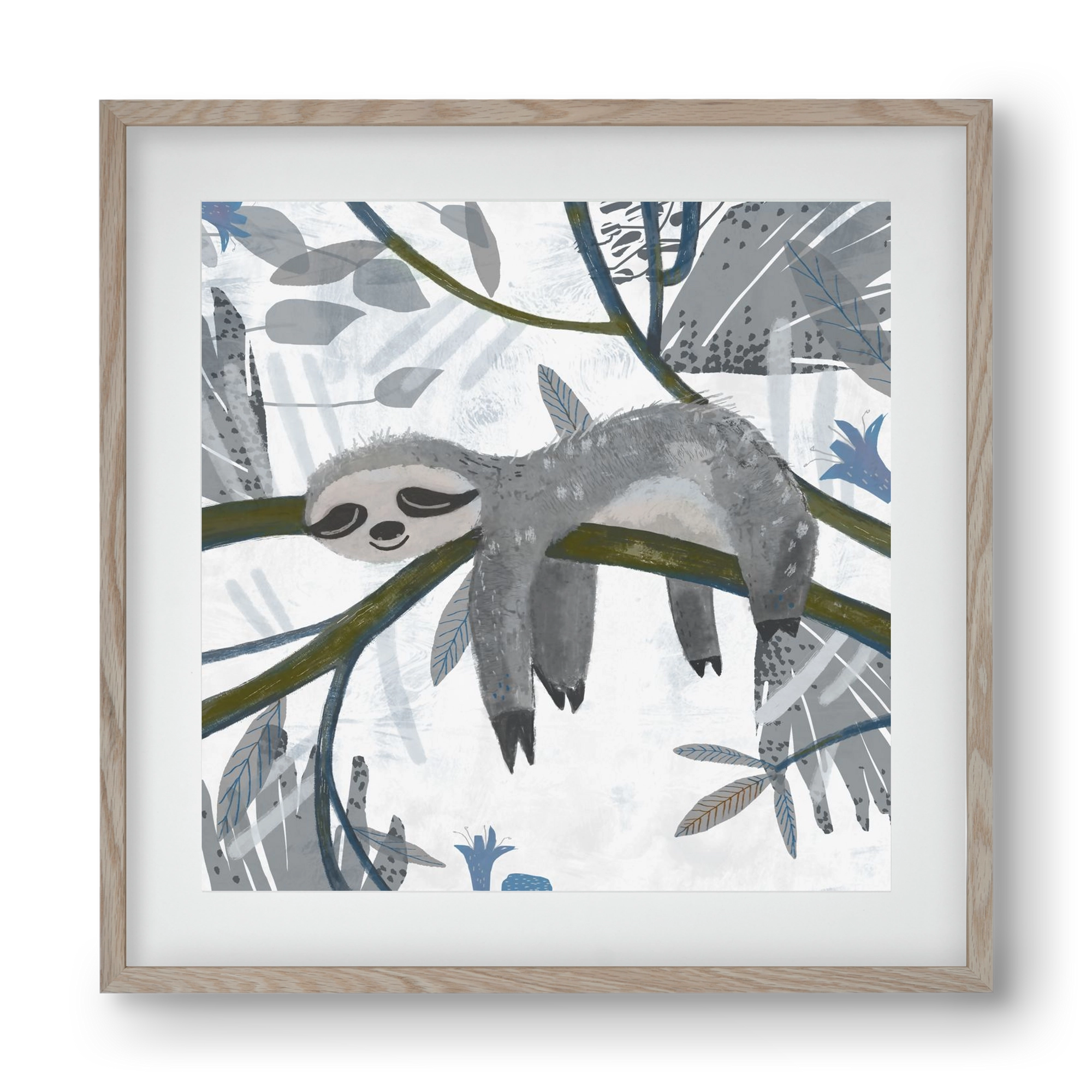 Lajhár, 40x40 cm (30x30 cm), Tölgy keret, paszpartuval