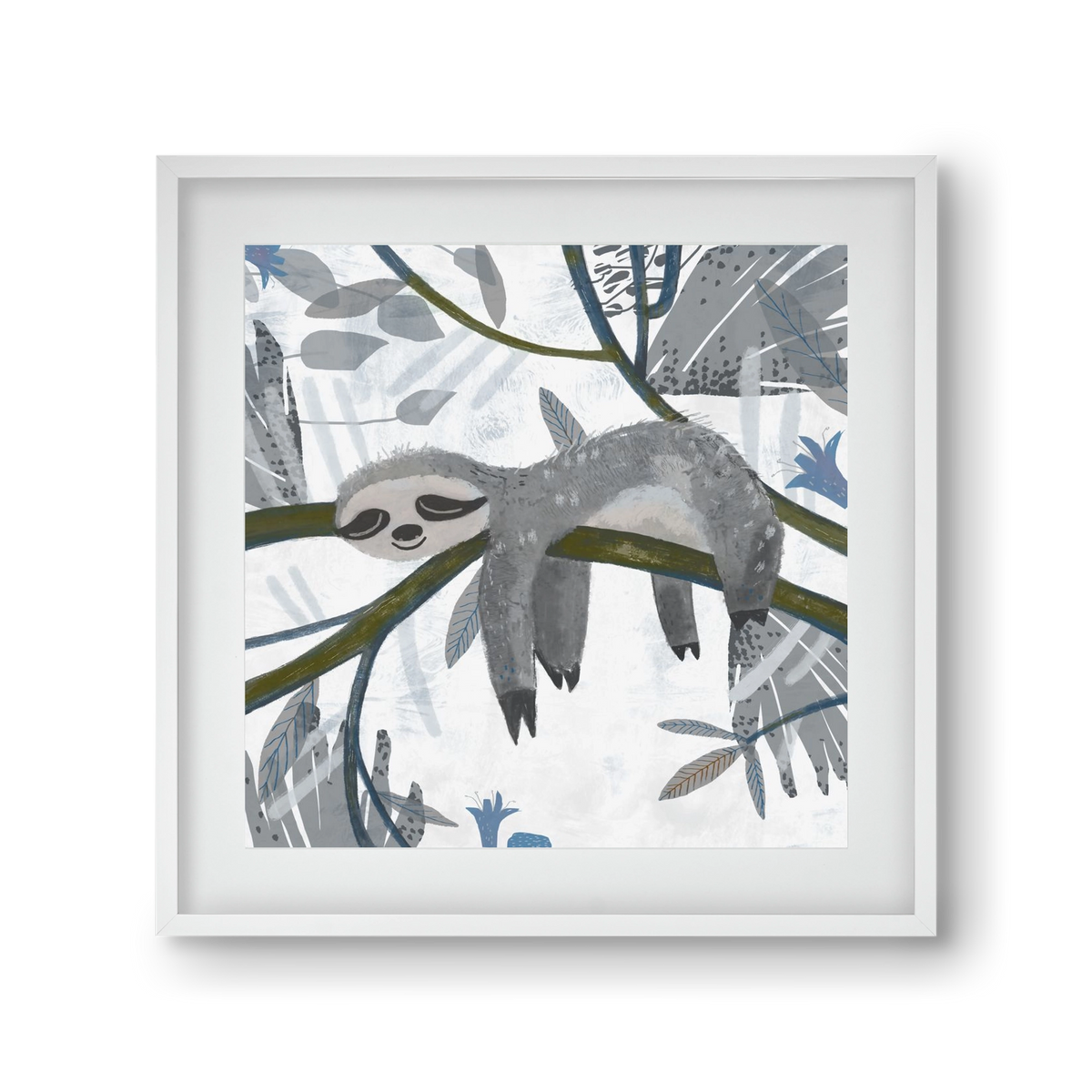 Lajhár, 30x30 cm (20x20 cm), Fehér keret, paszpartuval