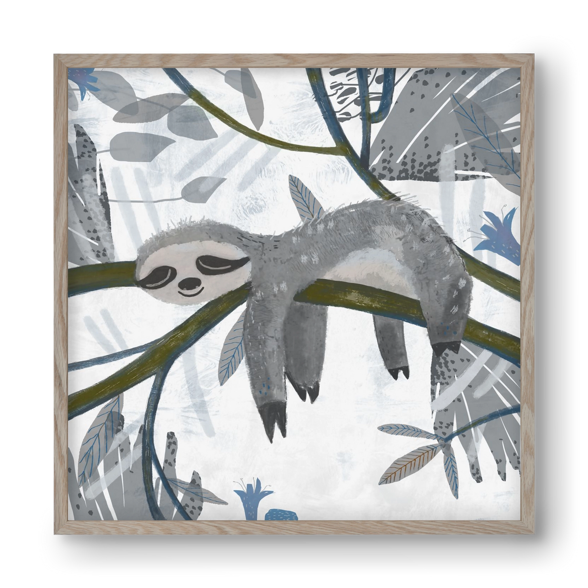 Lajhár, 40x40 cm (40x40 cm), Tölgy keret