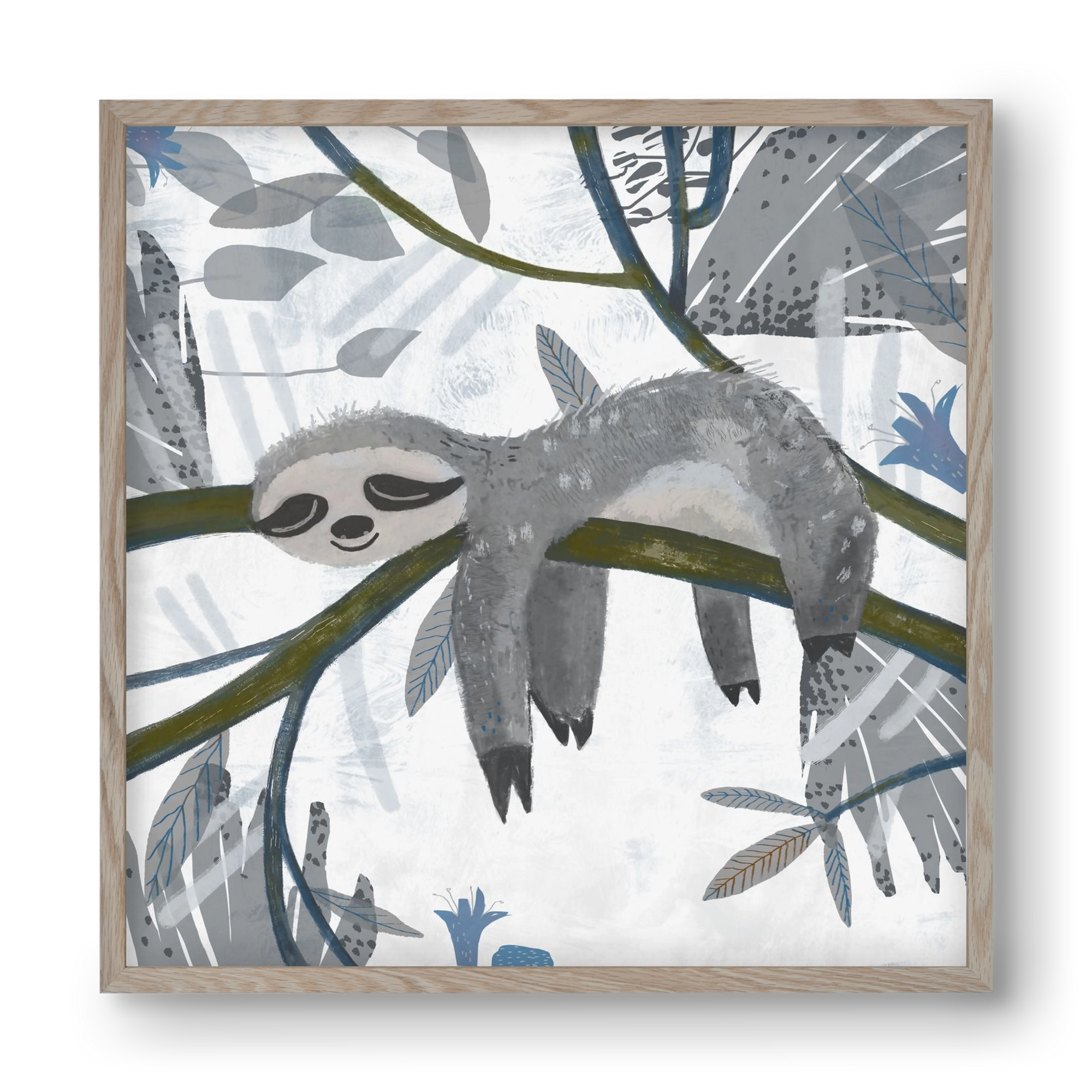 Lajhár, 40x40 cm (40x40 cm), Tölgy keret