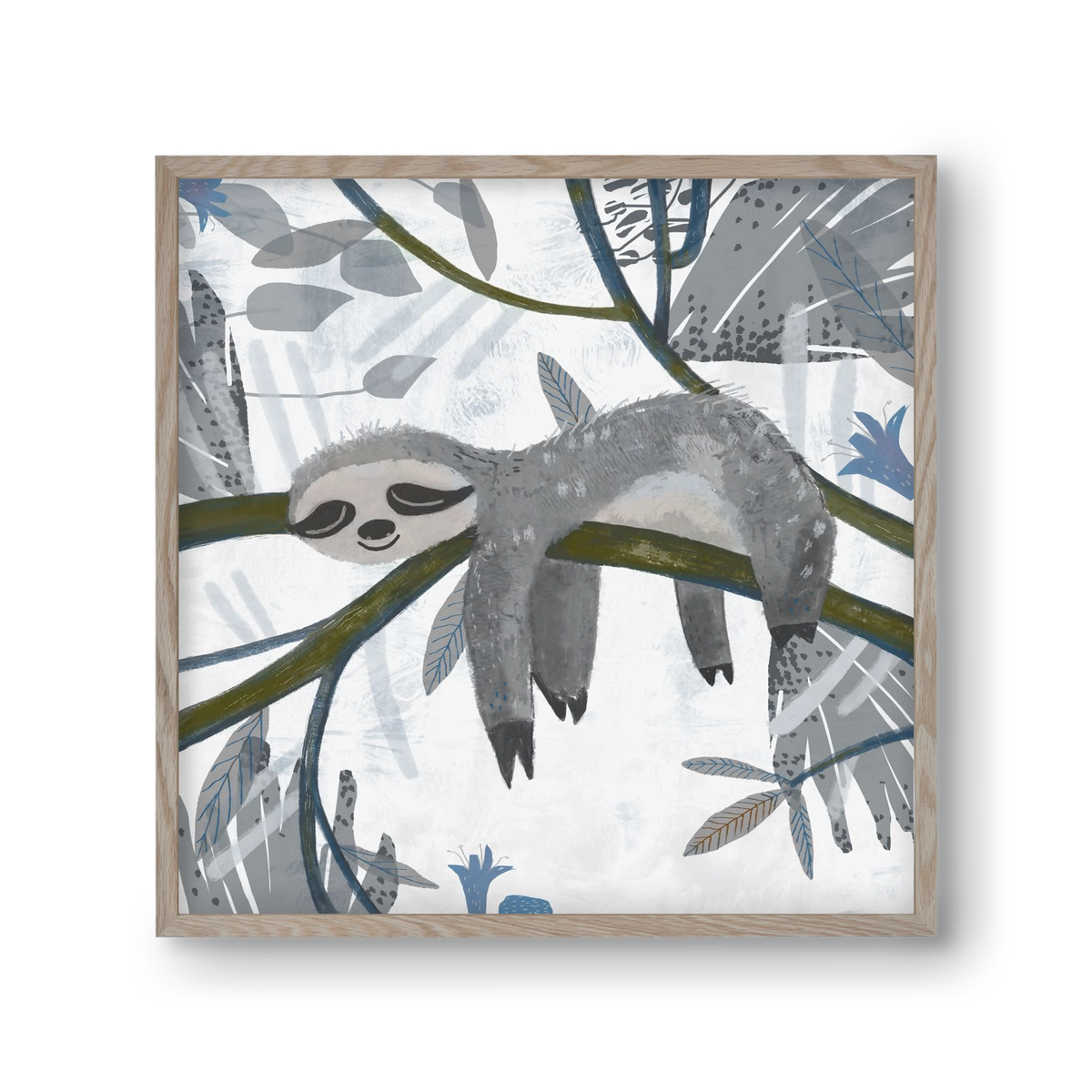 Lajhár, 30x30 cm (30x30 cm), Tölgy keret