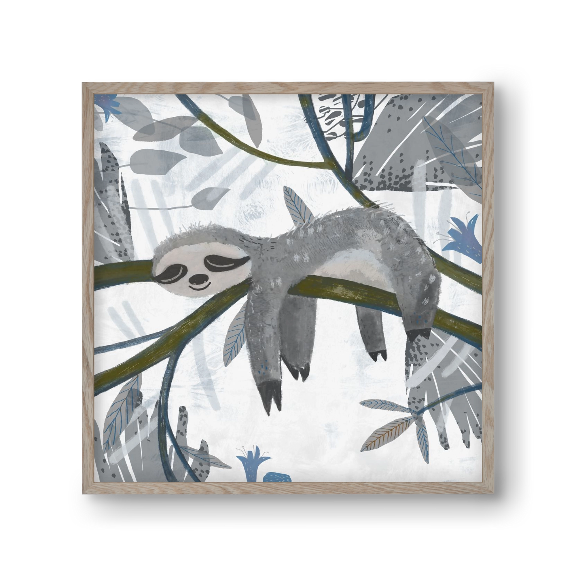 Lajhár, 30x30 cm (30x30 cm), Tölgy keret