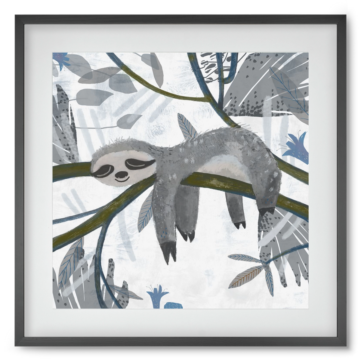 Lajhár, 50x50 cm (40x40 cm), Fekete keret, paszpartuval