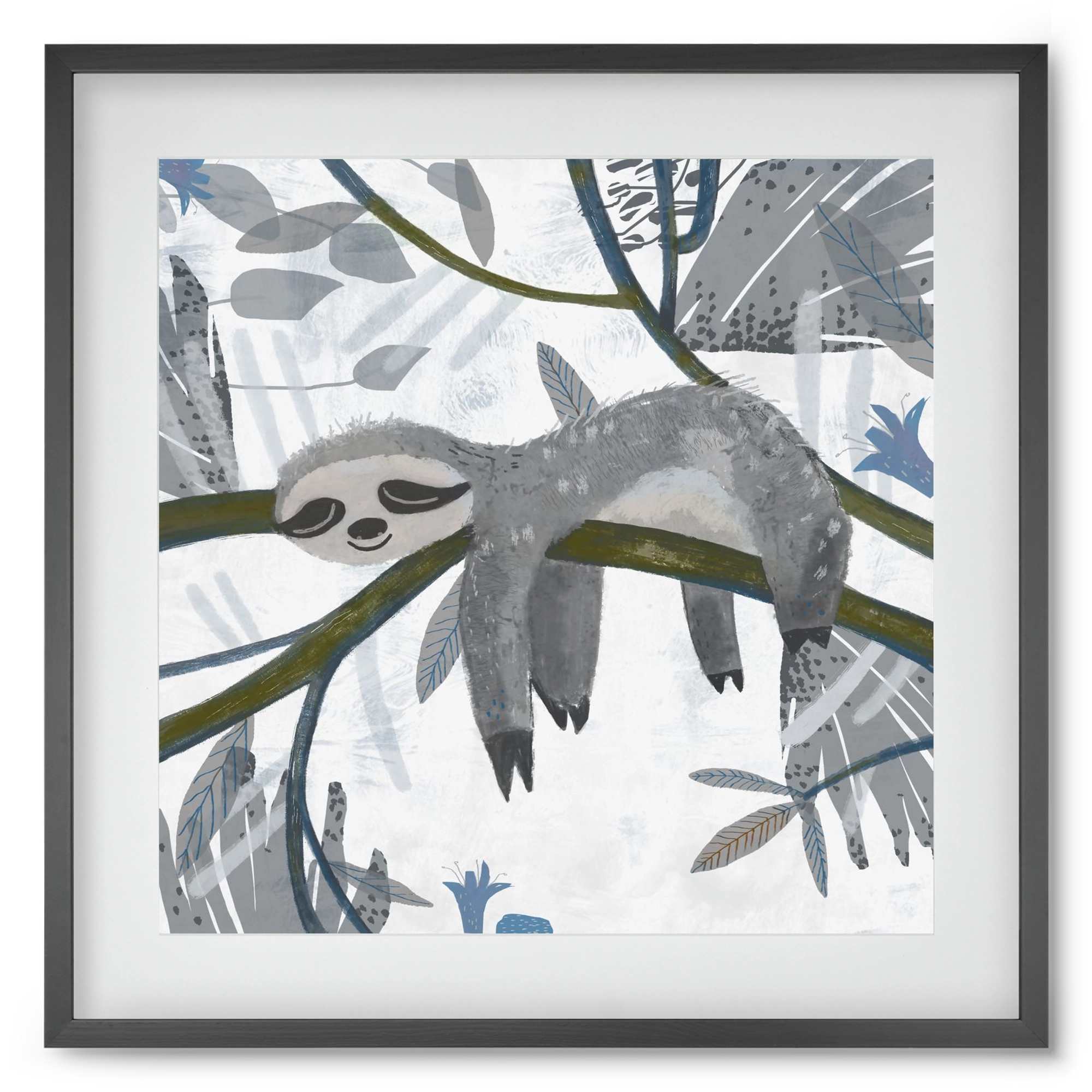 Lajhár, 50x50 cm (40x40 cm), Fekete keret, paszpartuval