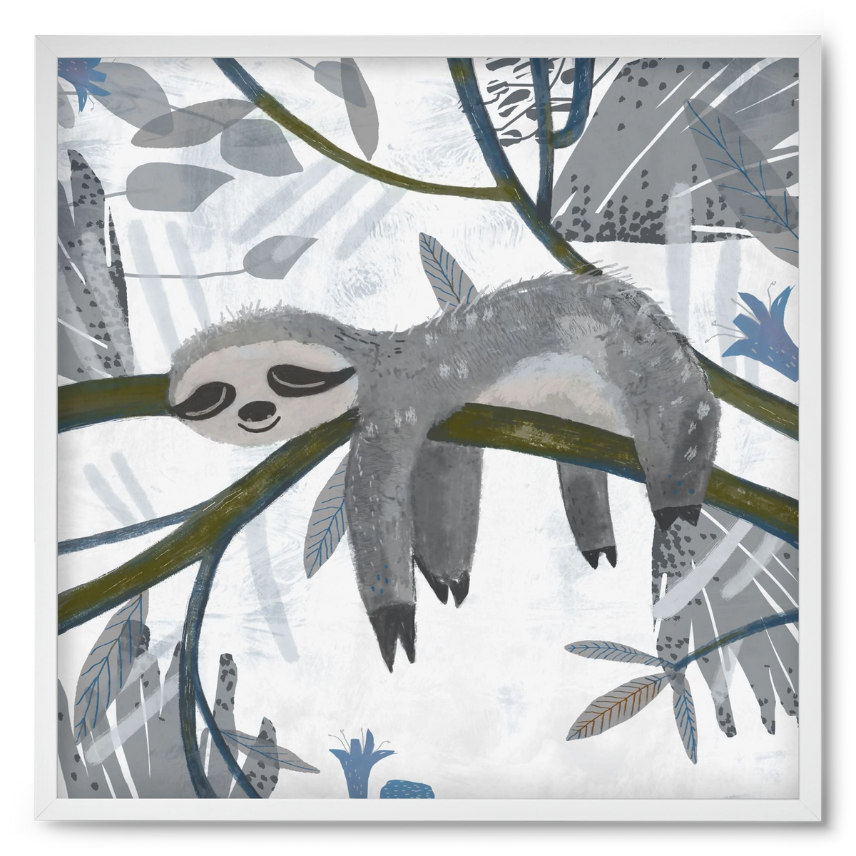 Lajhár, 50x50 cm (50x50 cm), Fehér keret