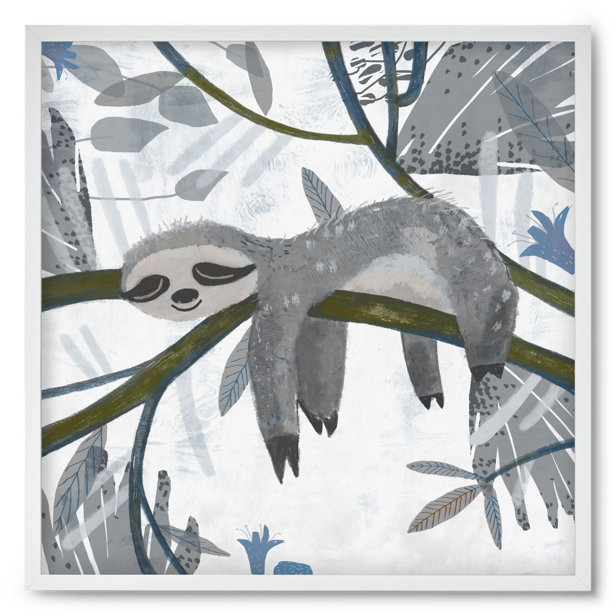 Lajhár, 50x50 cm (50x50 cm), Fehér keret