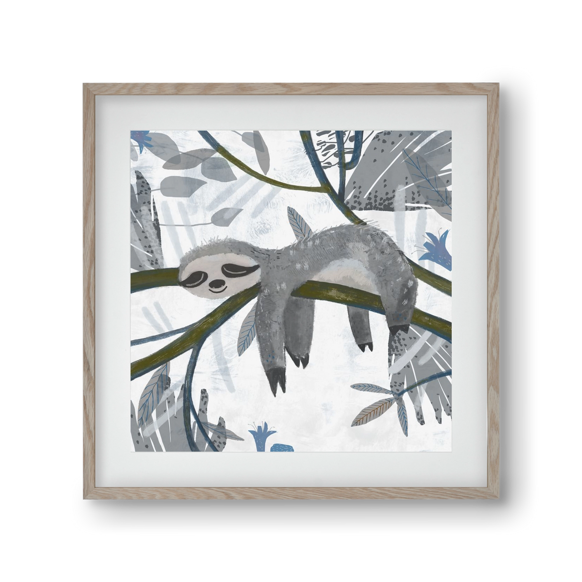 Lajhár, 30x30 cm (20x20 cm), Tölgy keret, paszpartuval