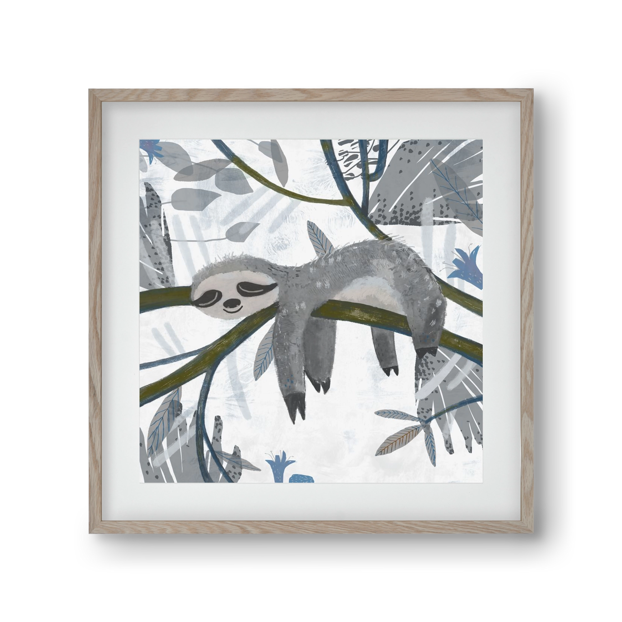 Lajhár, 30x30 cm (20x20 cm), Tölgy keret, paszpartuval