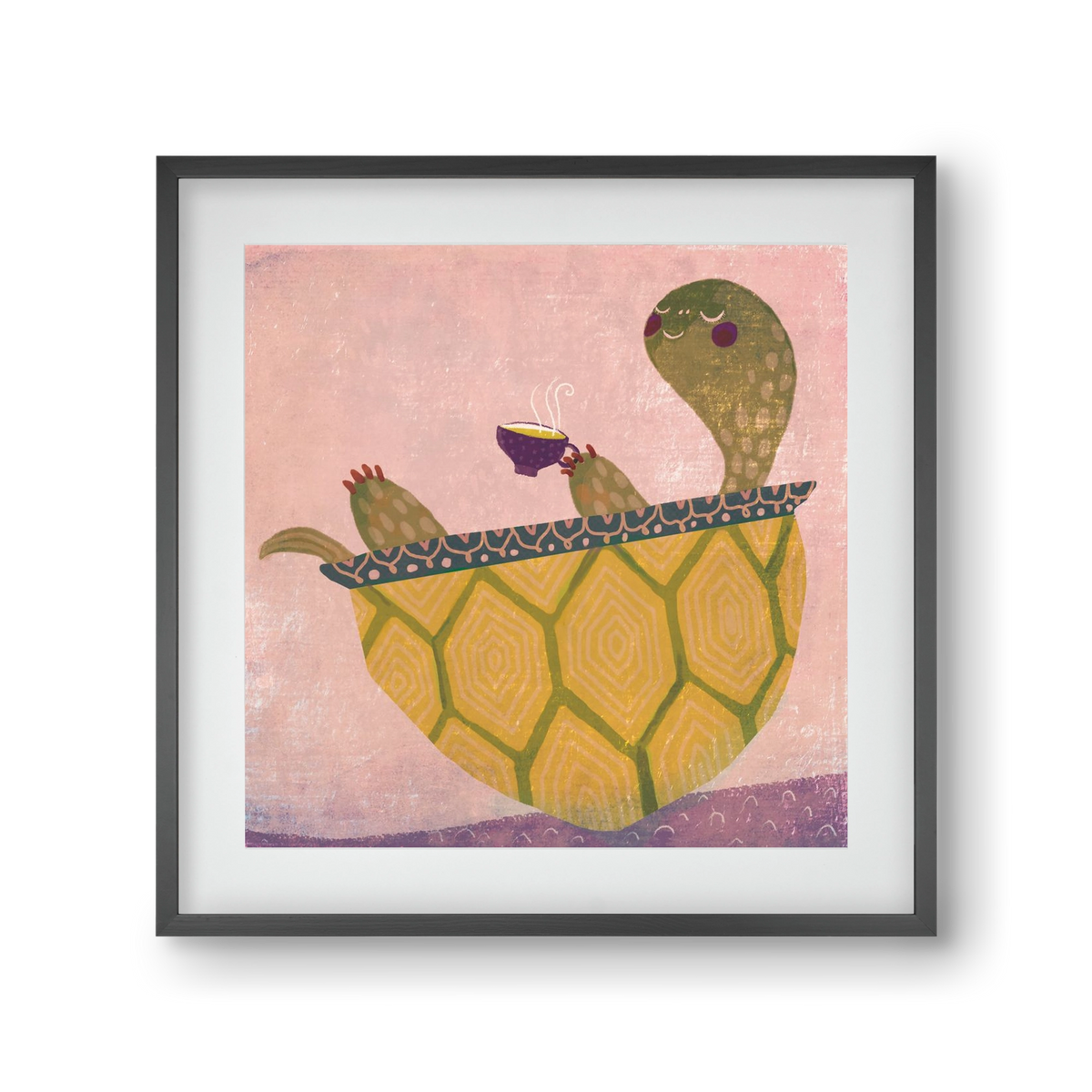 Teknős, 30x30 cm (20x20 cm), Fekete keret, paszpartuval