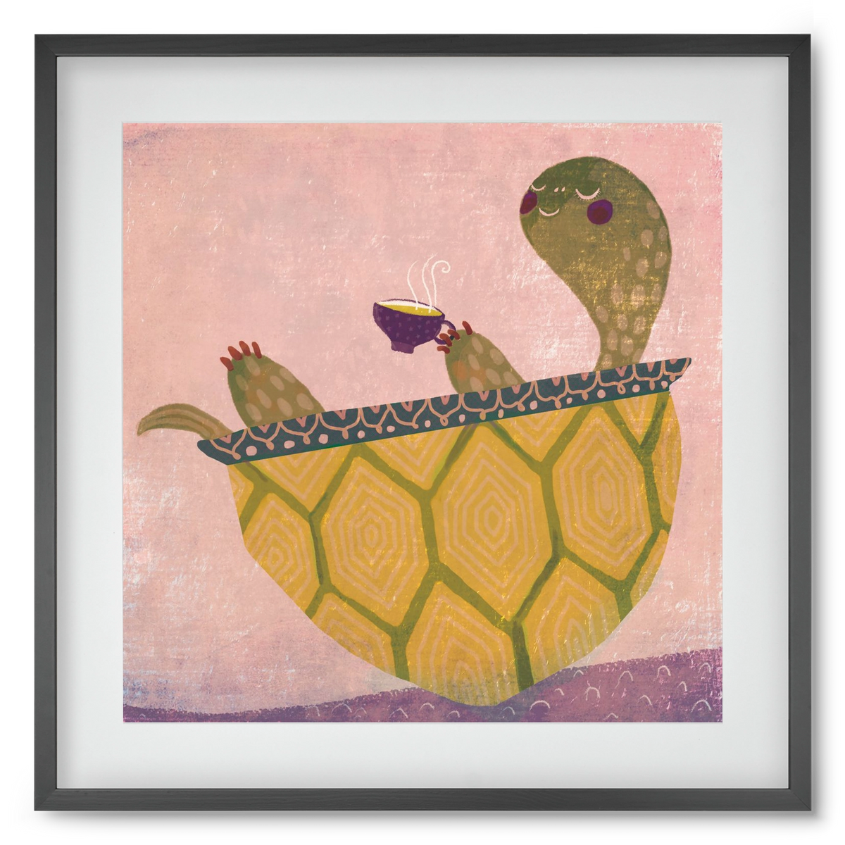 Teknős, 50x50 cm (40x40 cm), Fekete keret, paszpartuval