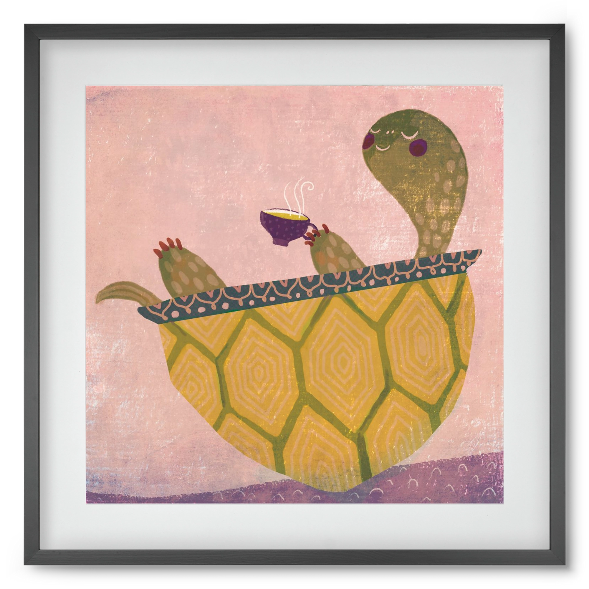 Teknős, 50x50 cm (40x40 cm), Fekete keret, paszpartuval