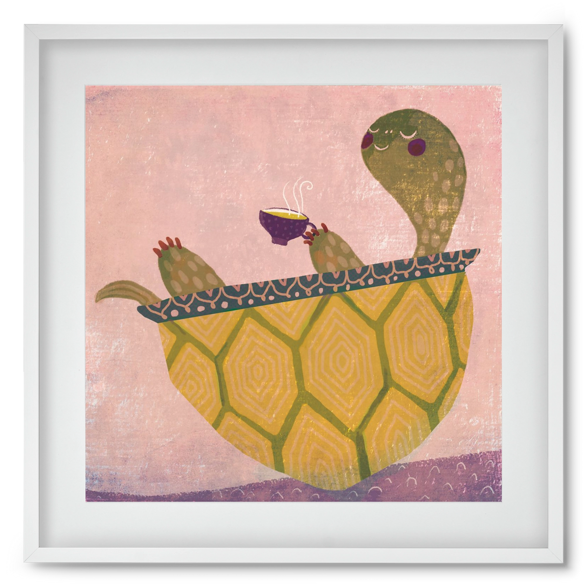 Teknős, 50x50 cm (40x40 cm), Fehér keret, paszpartuval