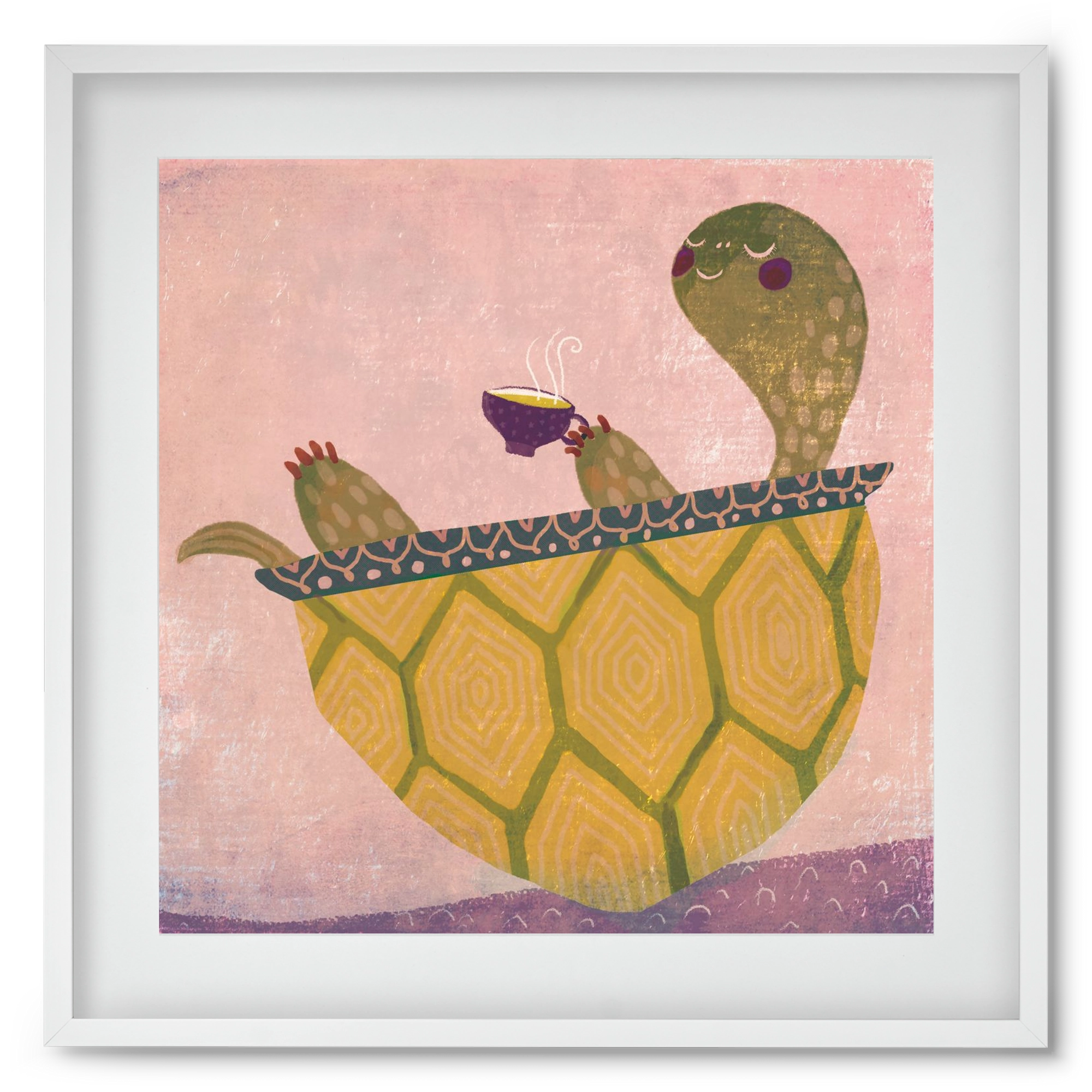 Teknős, 50x50 cm (40x40 cm), Fehér keret, paszpartuval
