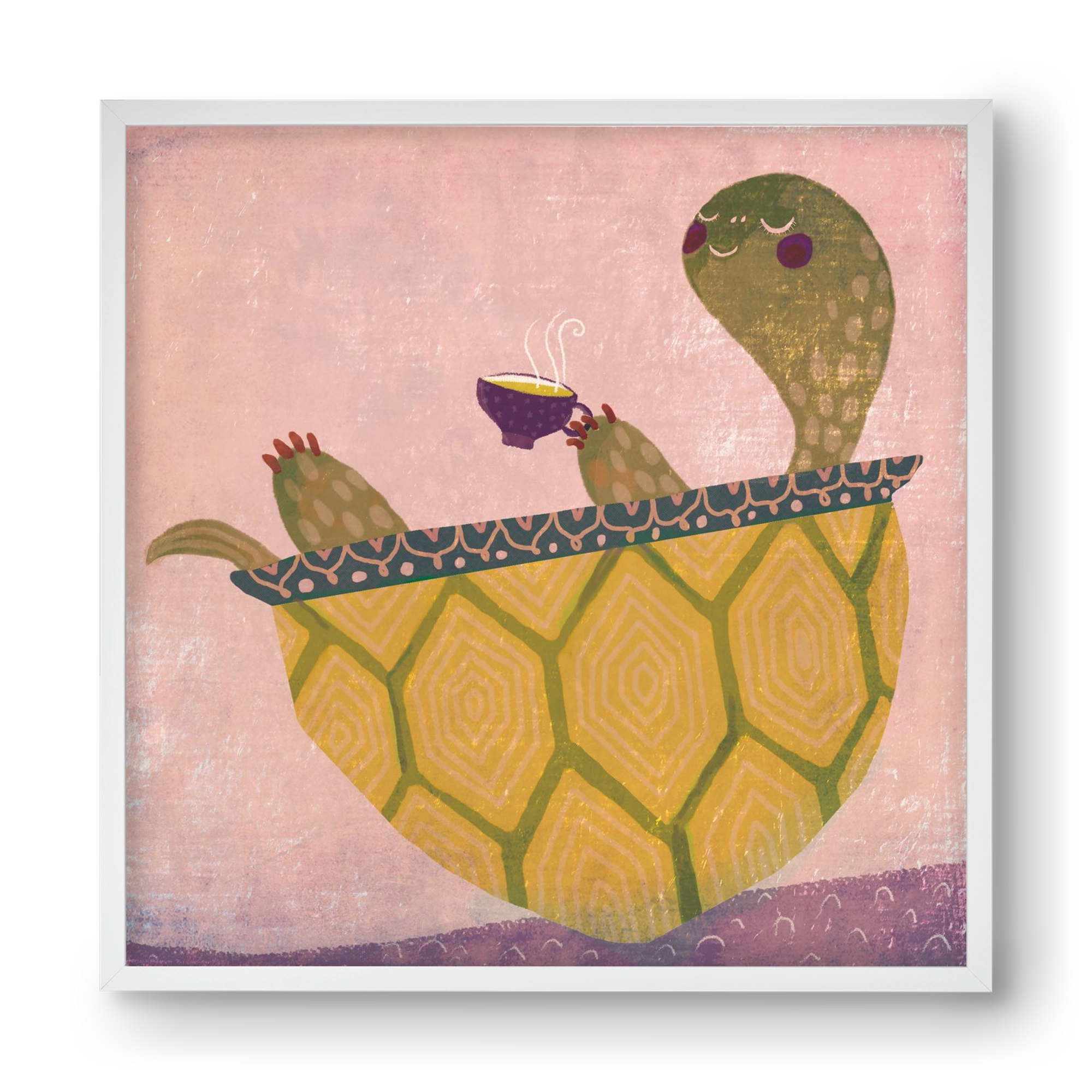 Teknős, 40x40 cm (40x40 cm), Fehér keret