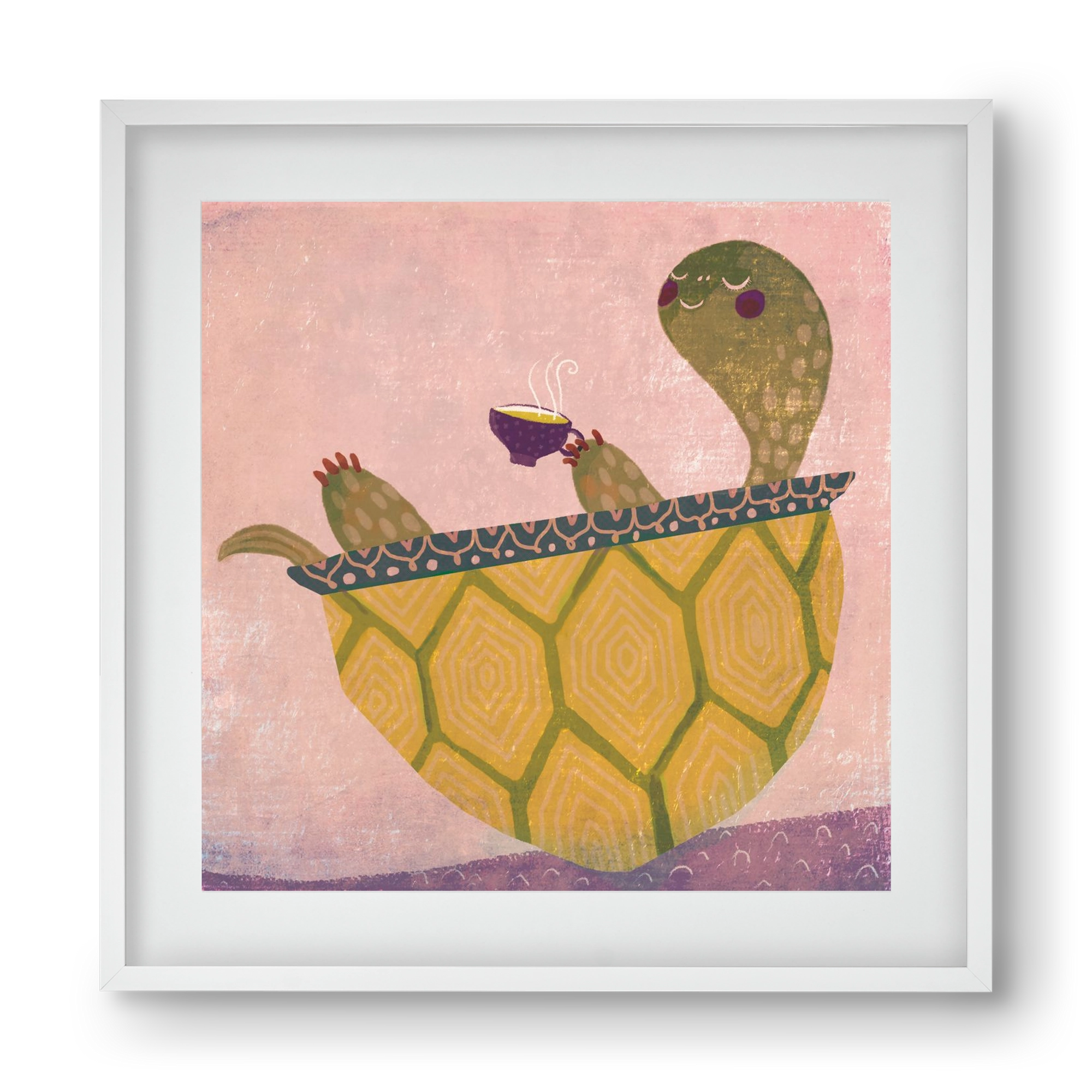 Teknős, 40x40 cm (30x30 cm), Fehér keret, paszpartuval