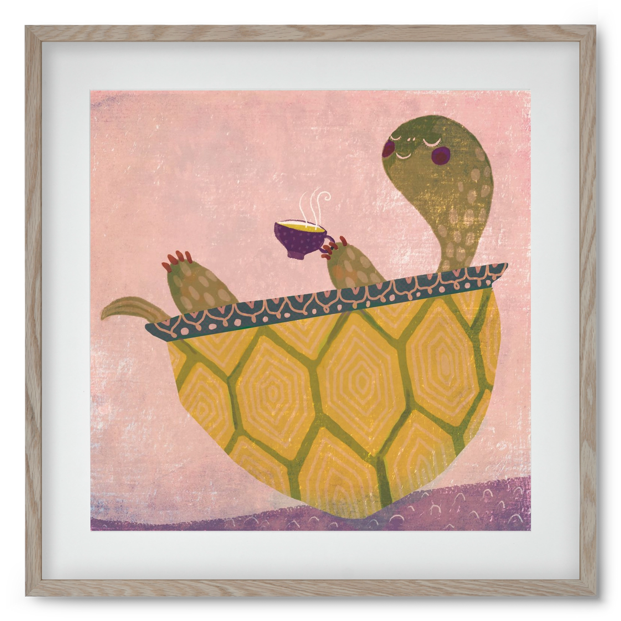 Teknős, 50x50 cm (40x40 cm), Tölgy keret, paszpartuval