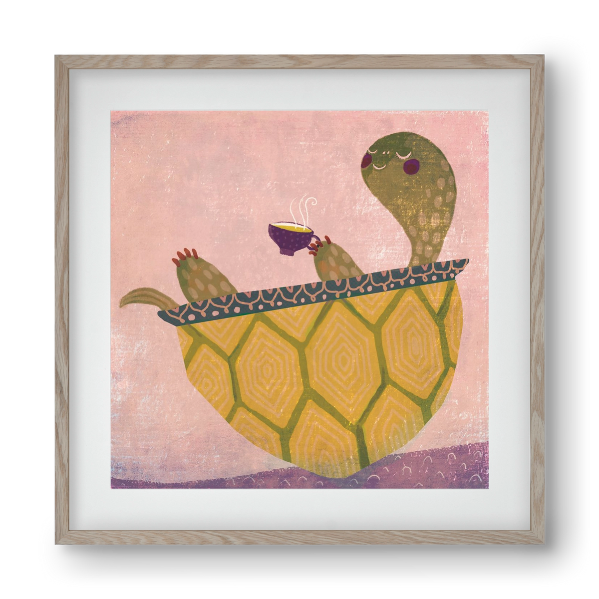 Teknős, 40x40 cm (30x30 cm), Tölgy keret, paszpartuval