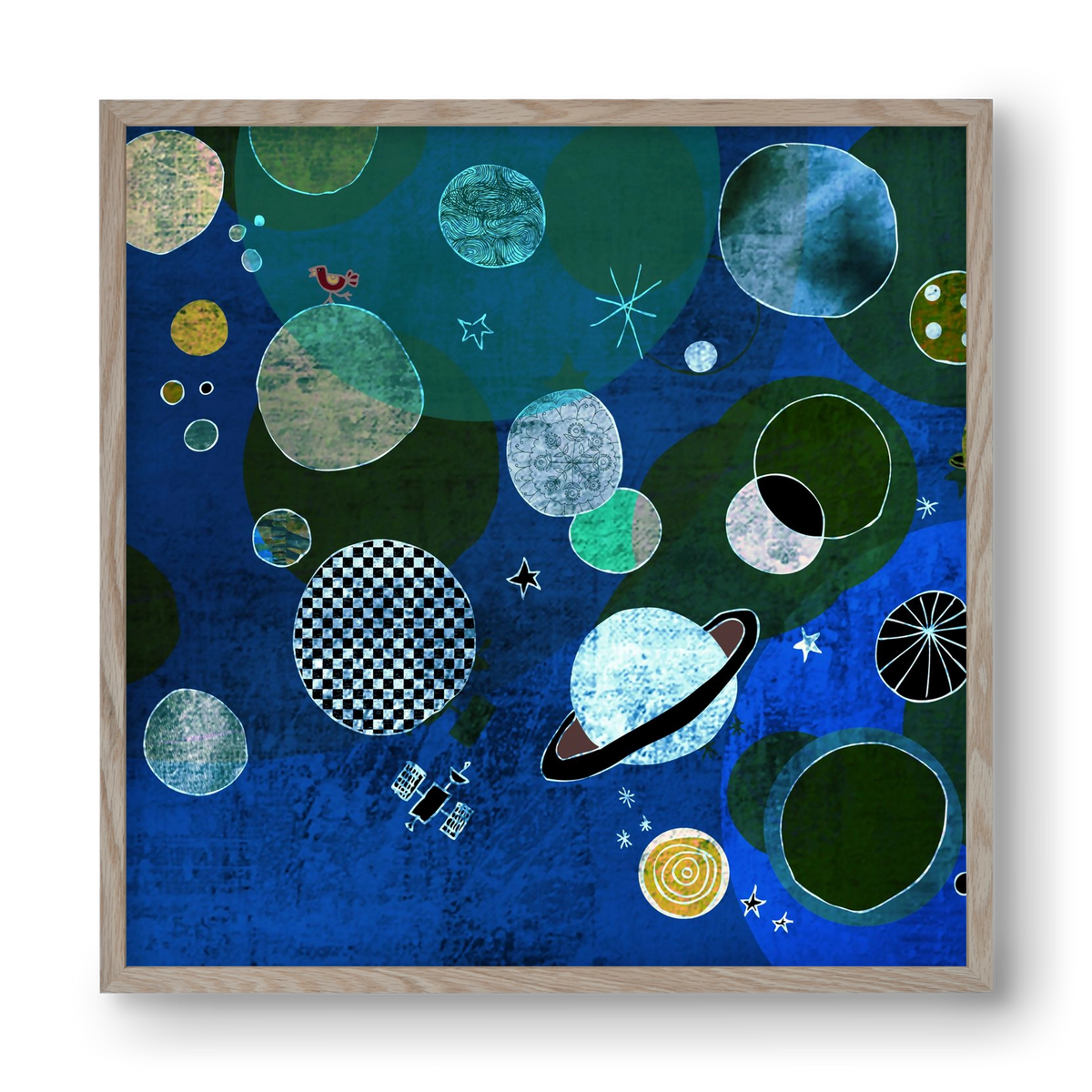 Bolygók, 40x40 cm (40x40 cm), Tölgy keret