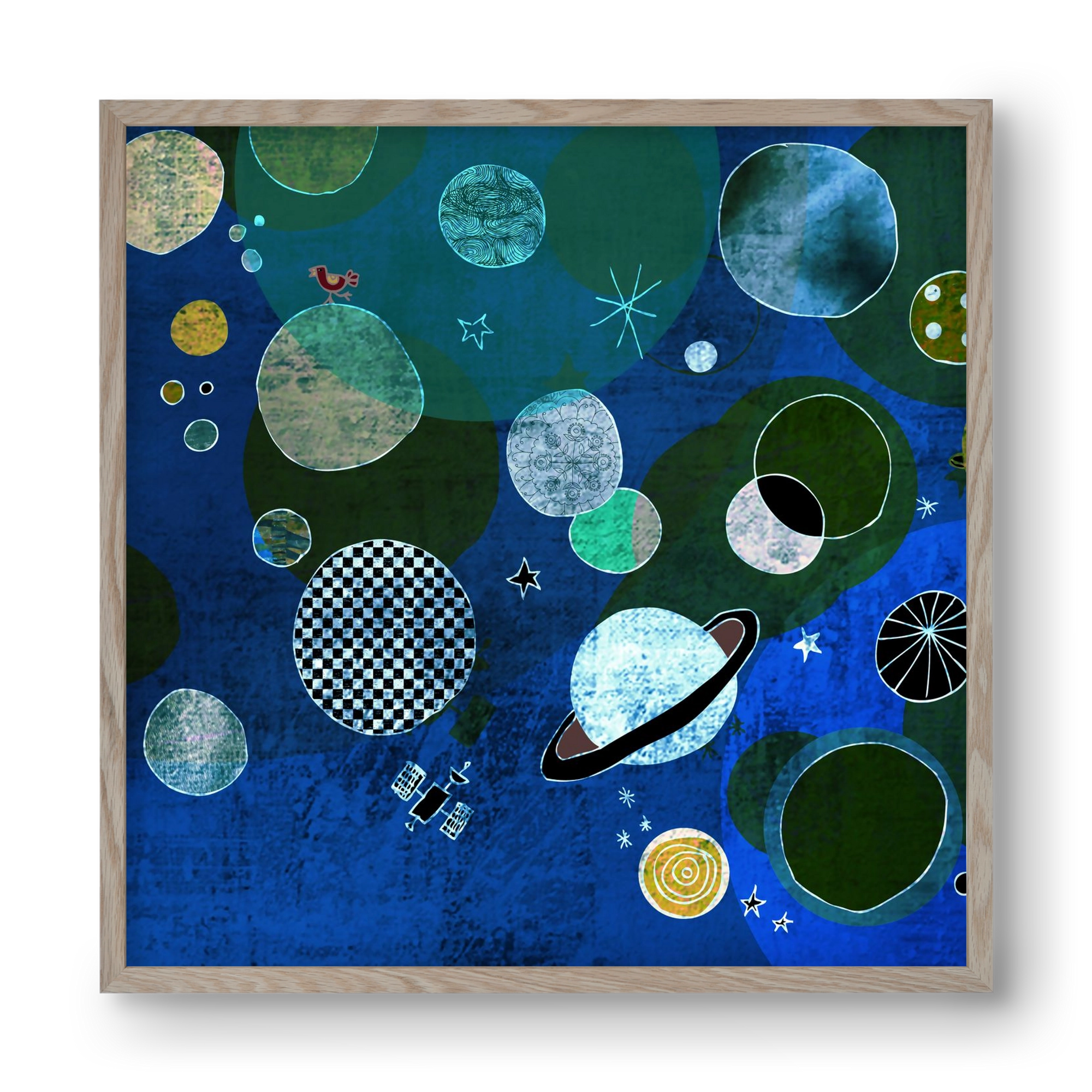 Bolygók, 40x40 cm (40x40 cm), Tölgy keret