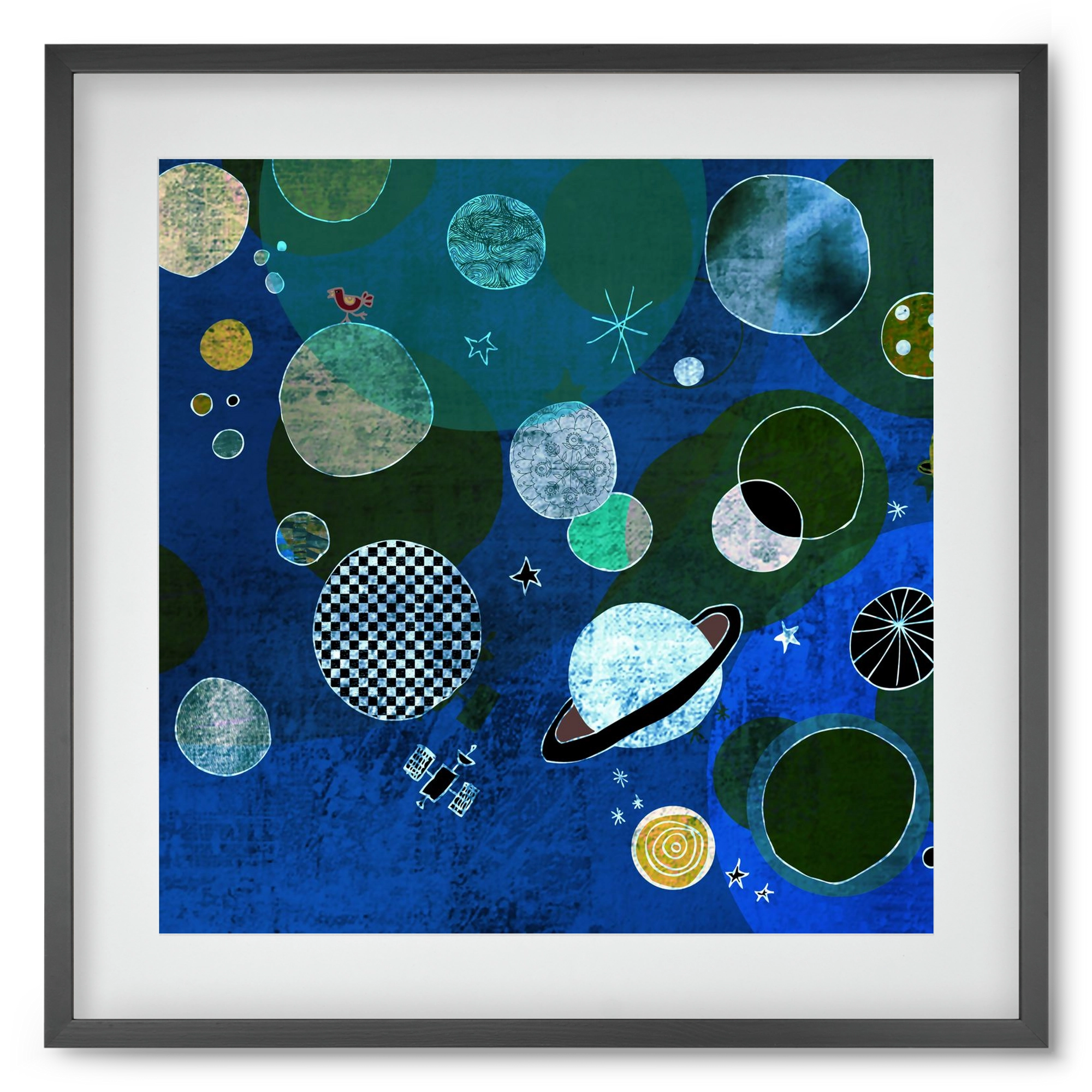 Bolygók, 50x50 cm (40x40 cm), Fekete keret, paszpartuval