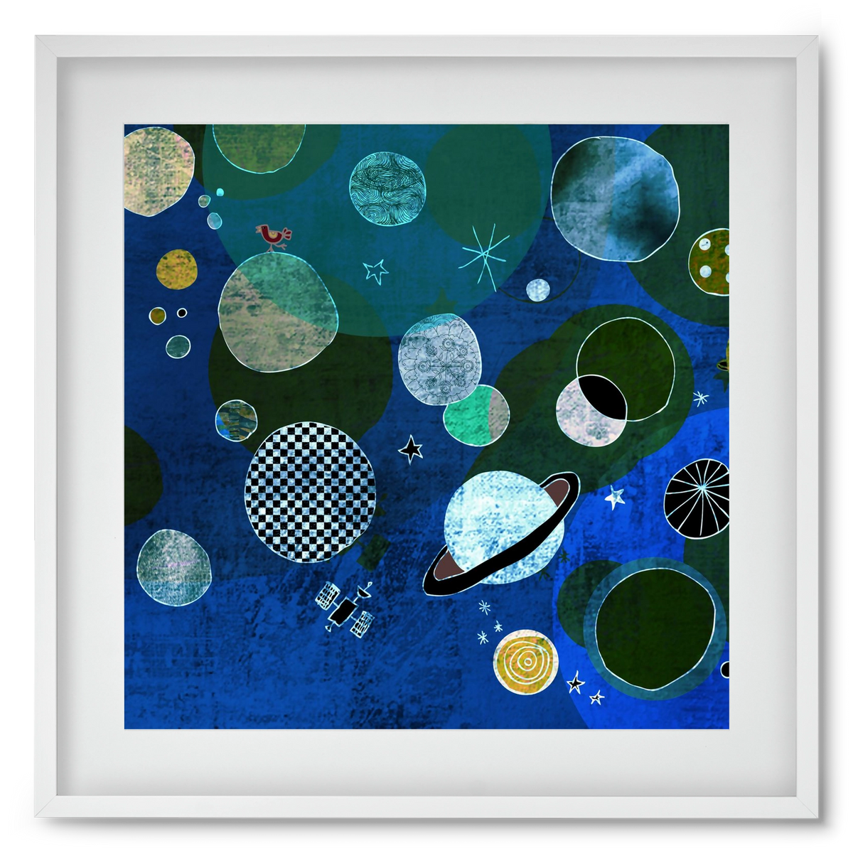 Bolygók, 50x50 cm (40x40 cm), Fehér keret, paszpartuval