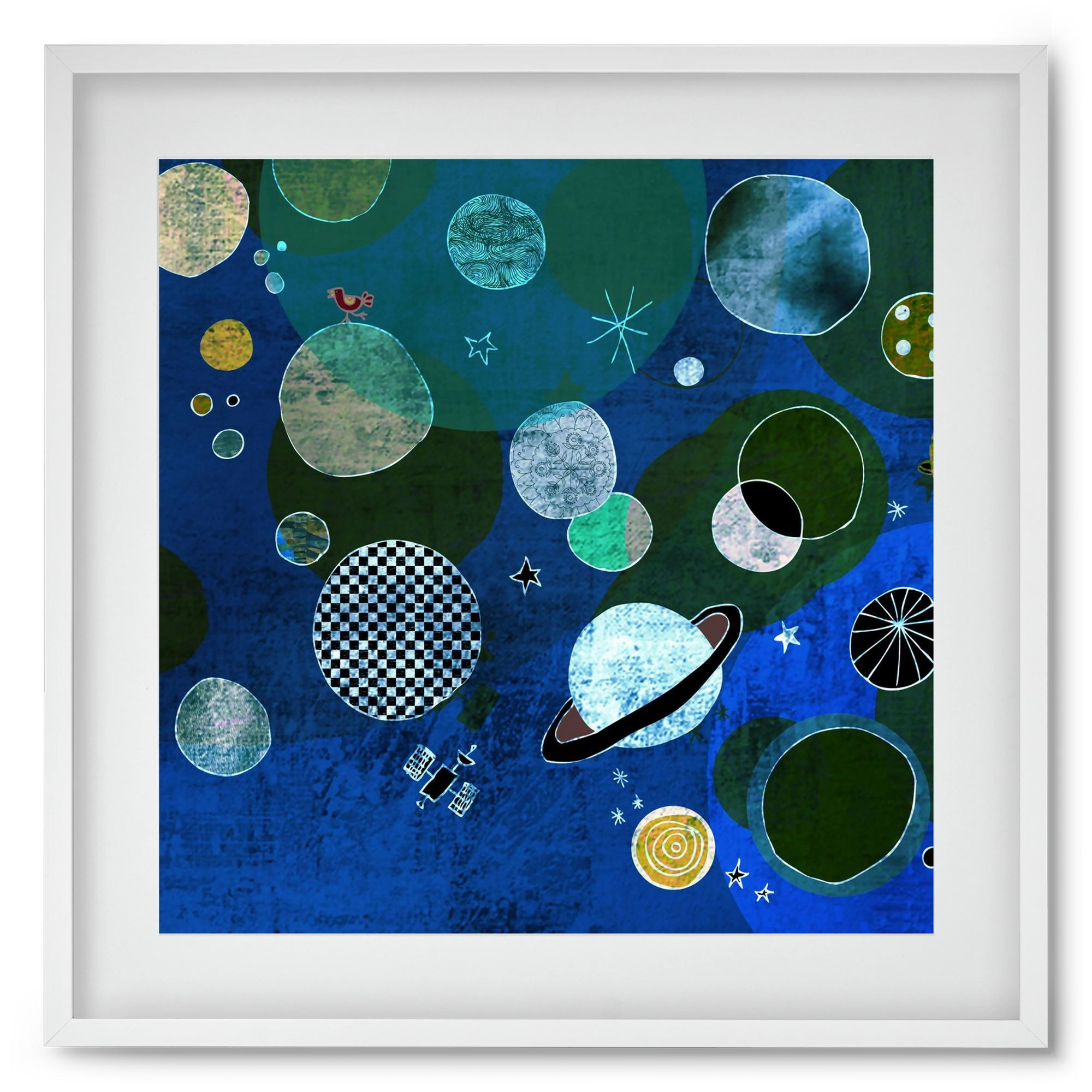 Bolygók, 50x50 cm (40x40 cm), Fehér keret, paszpartuval