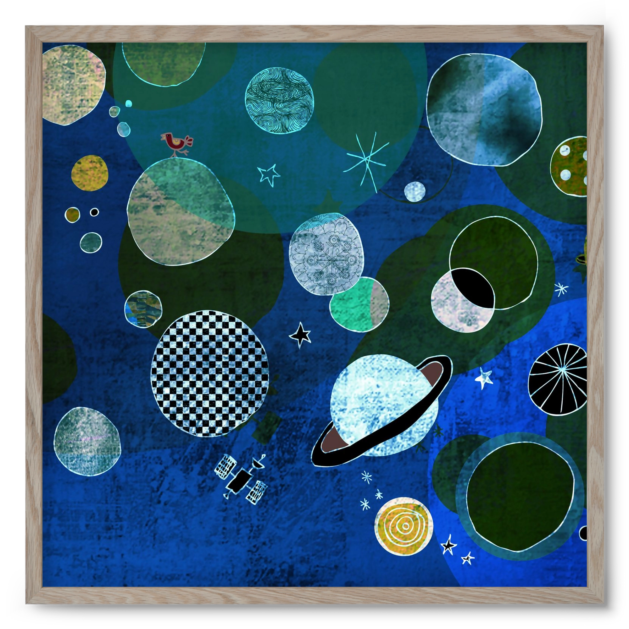 Bolygók, 50x50 cm (50x50 cm), Tölgy keret