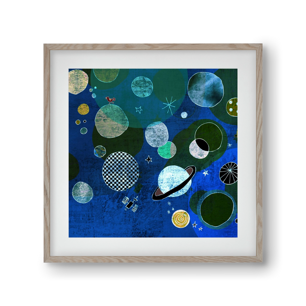 Bolygók, 30x30 cm (20x20 cm), Tölgy keret, paszpartuval