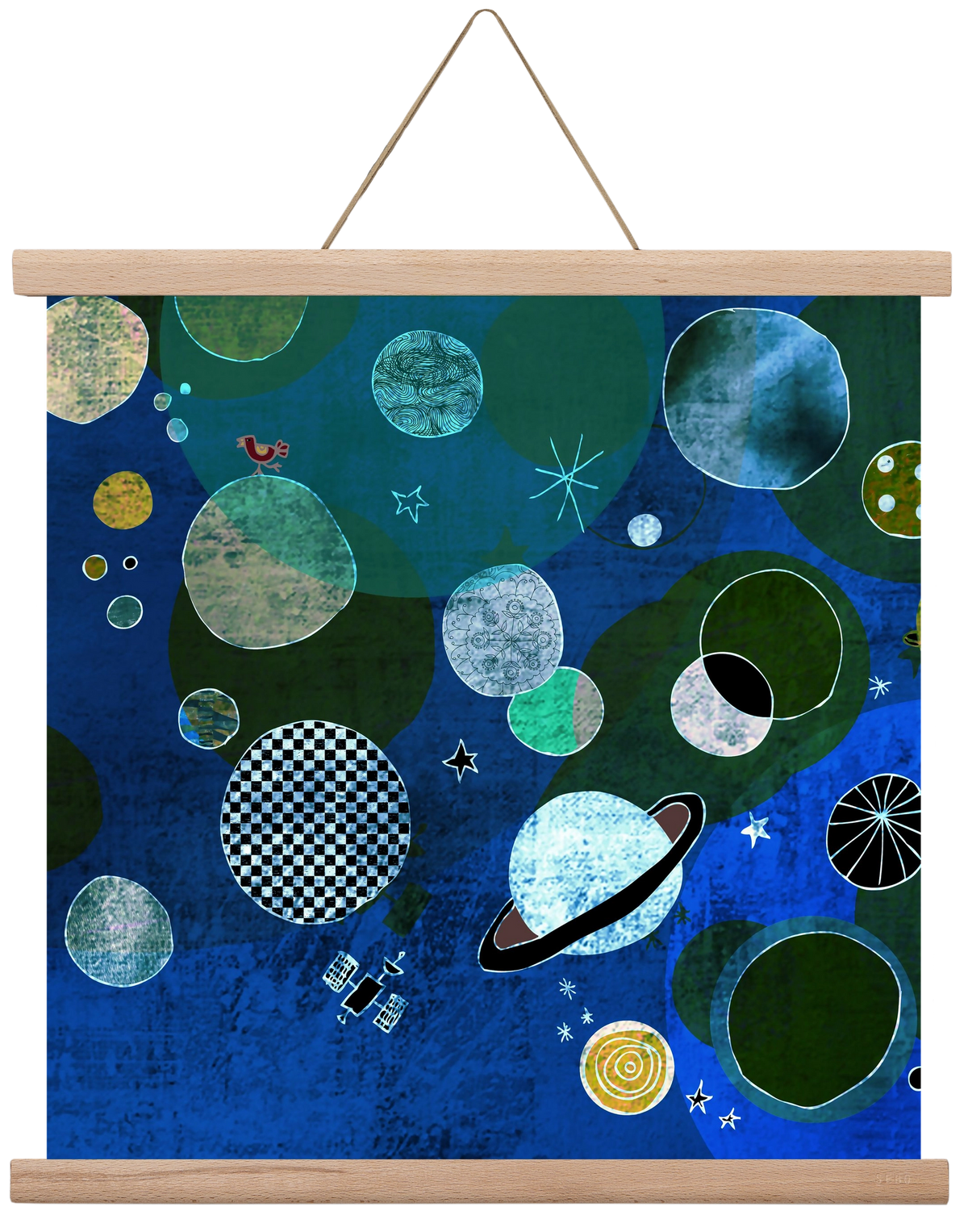 Bolygók, 40x40 cm (40x40 cm), Tölgy akasztó